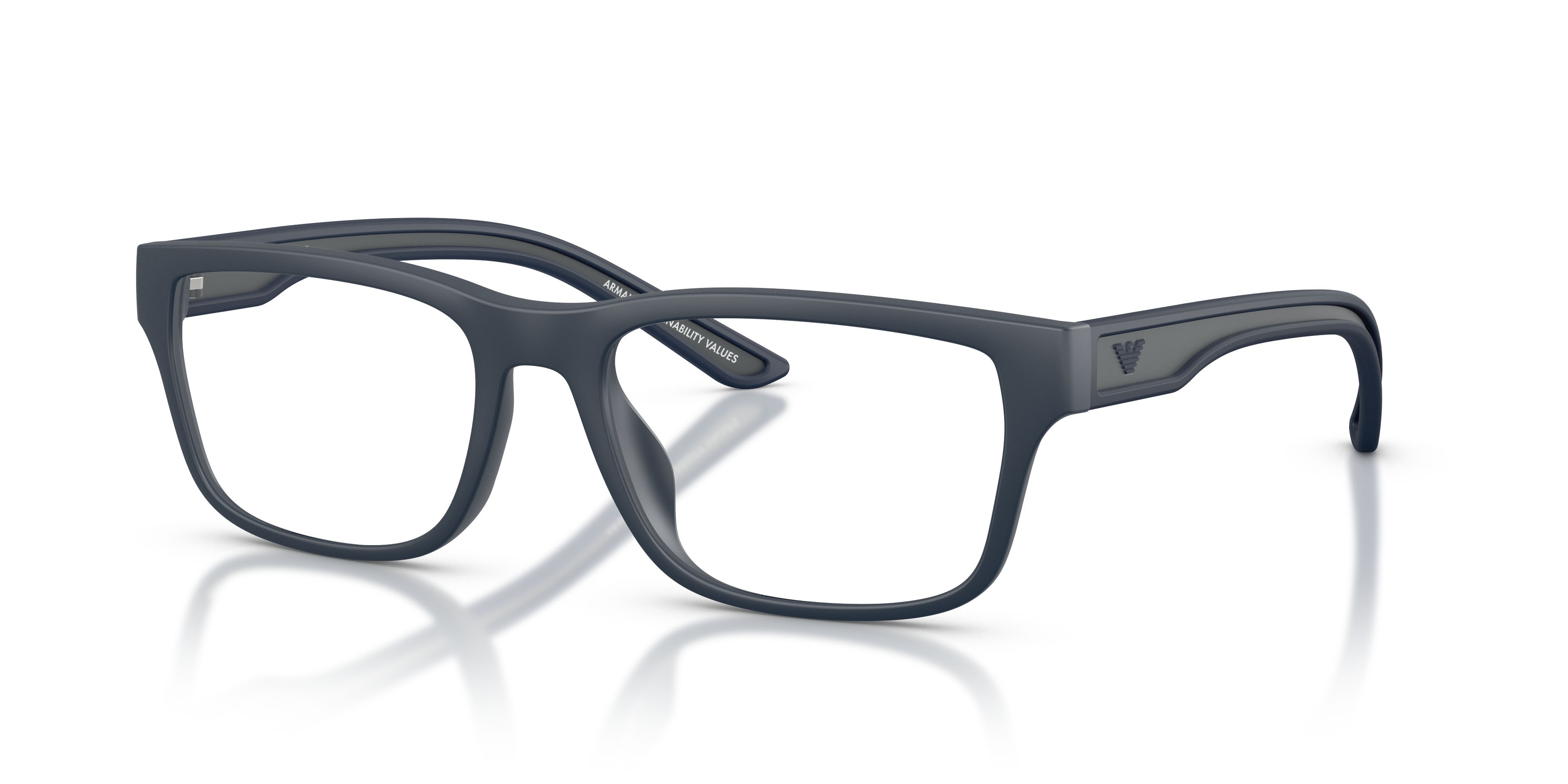 Occhiali da vista Emporio Armani EA 3276U (6185) colore blu opaco gommato forma quadrato lenti lente demo