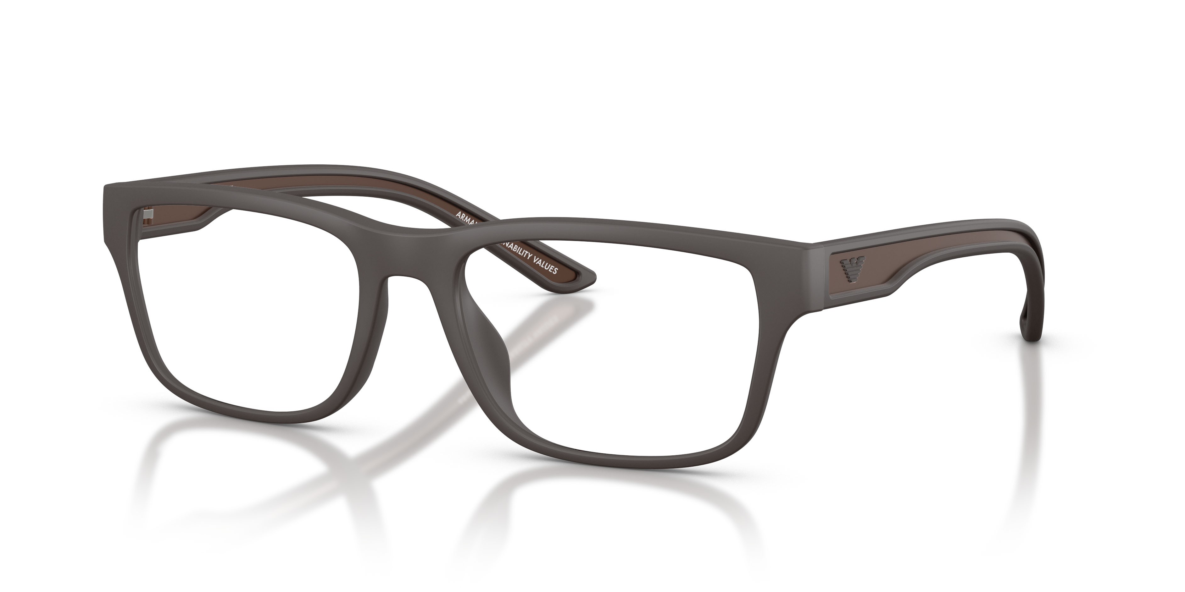 Occhiali da vista Emporio Armani EA 3276U (6186) colore marrone opaco gommato forma quadrato lenti lente demo