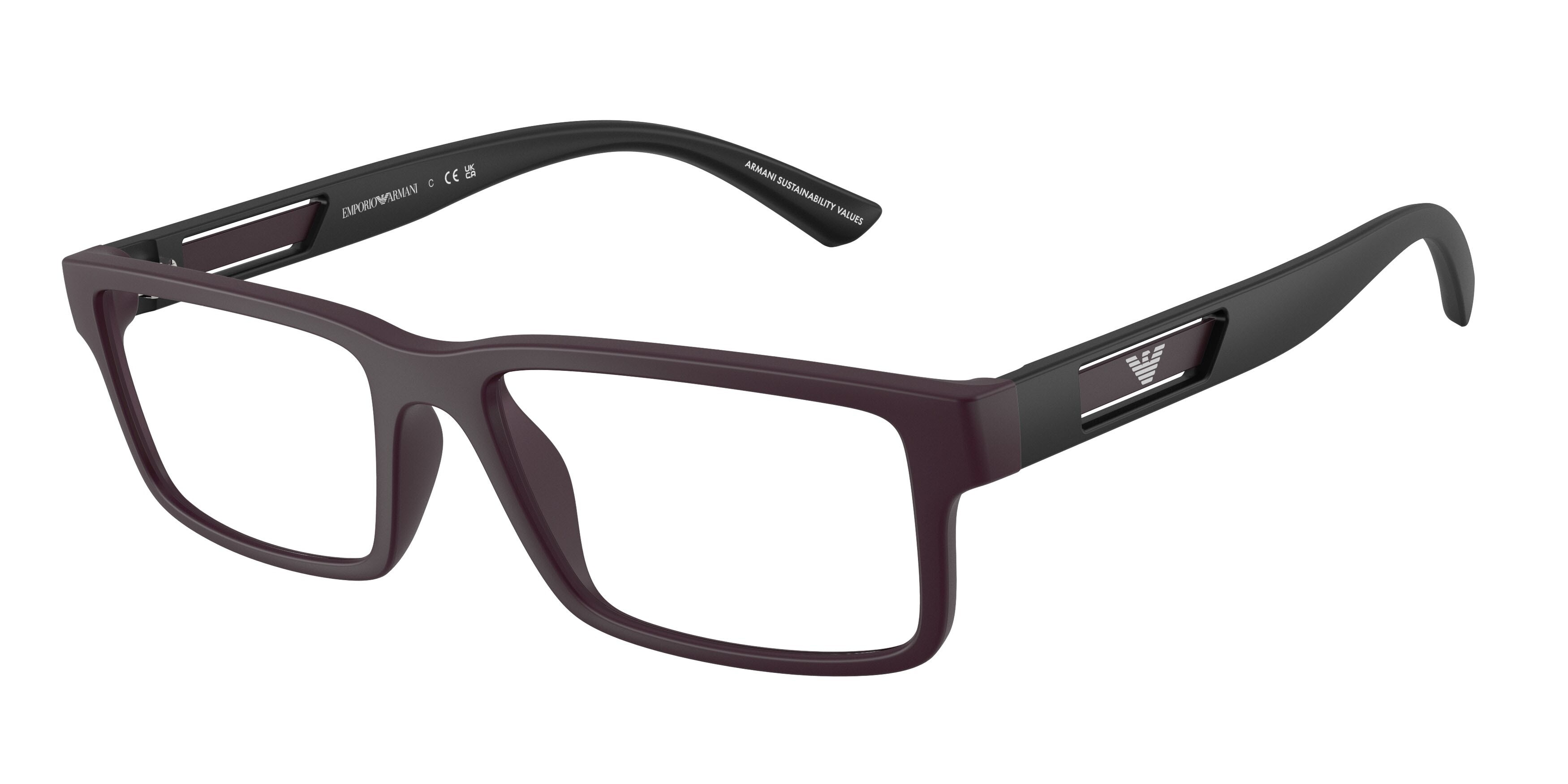 Occhiali da vista Emporio Armani EA 3278 (6371) colore prugna opaco forma rettangolare lenti lente demo