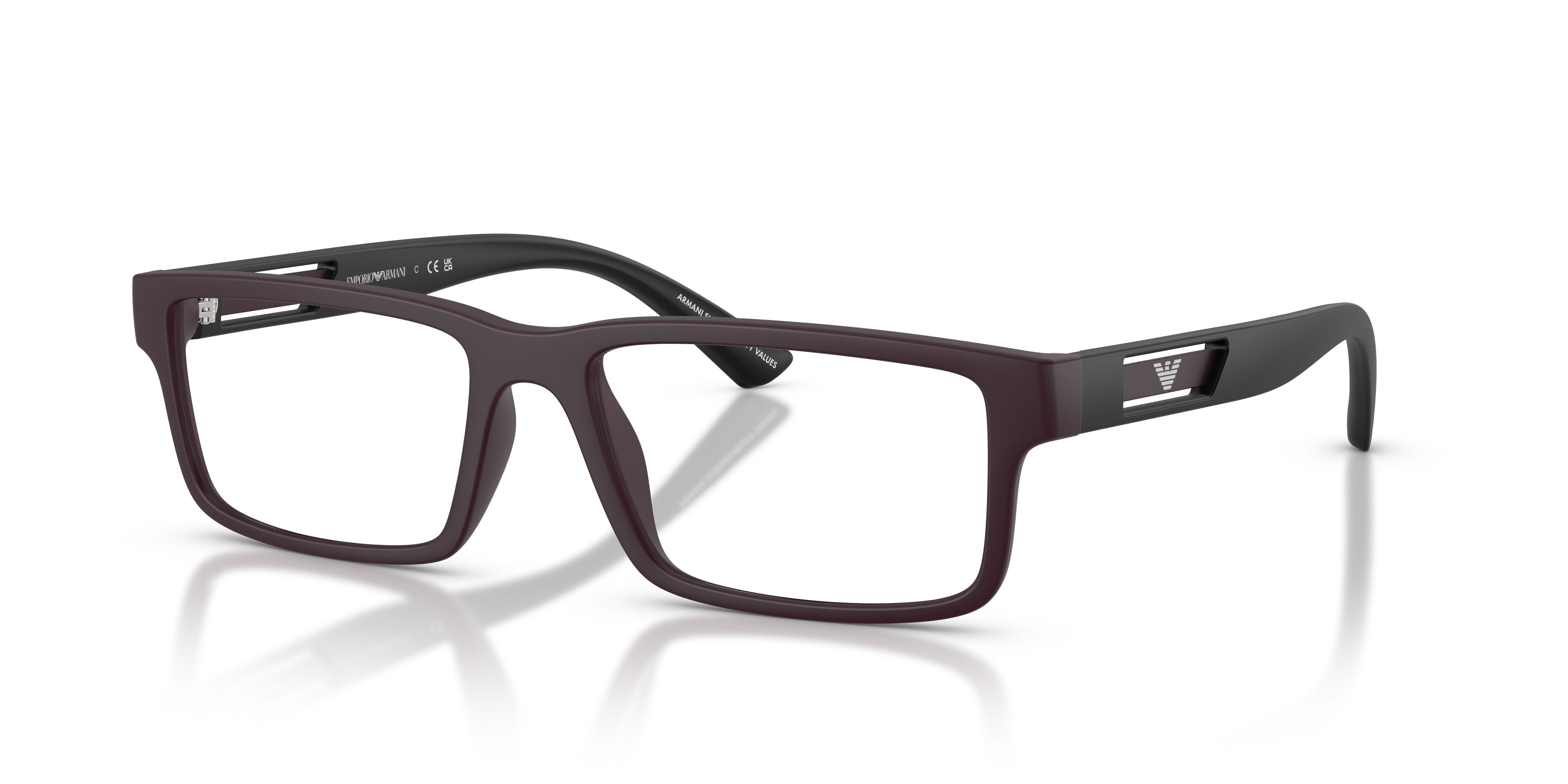Occhiali da vista Emporio Armani EA 3278 (6371) colore prugna opaco forma rettangolare lenti lente demo