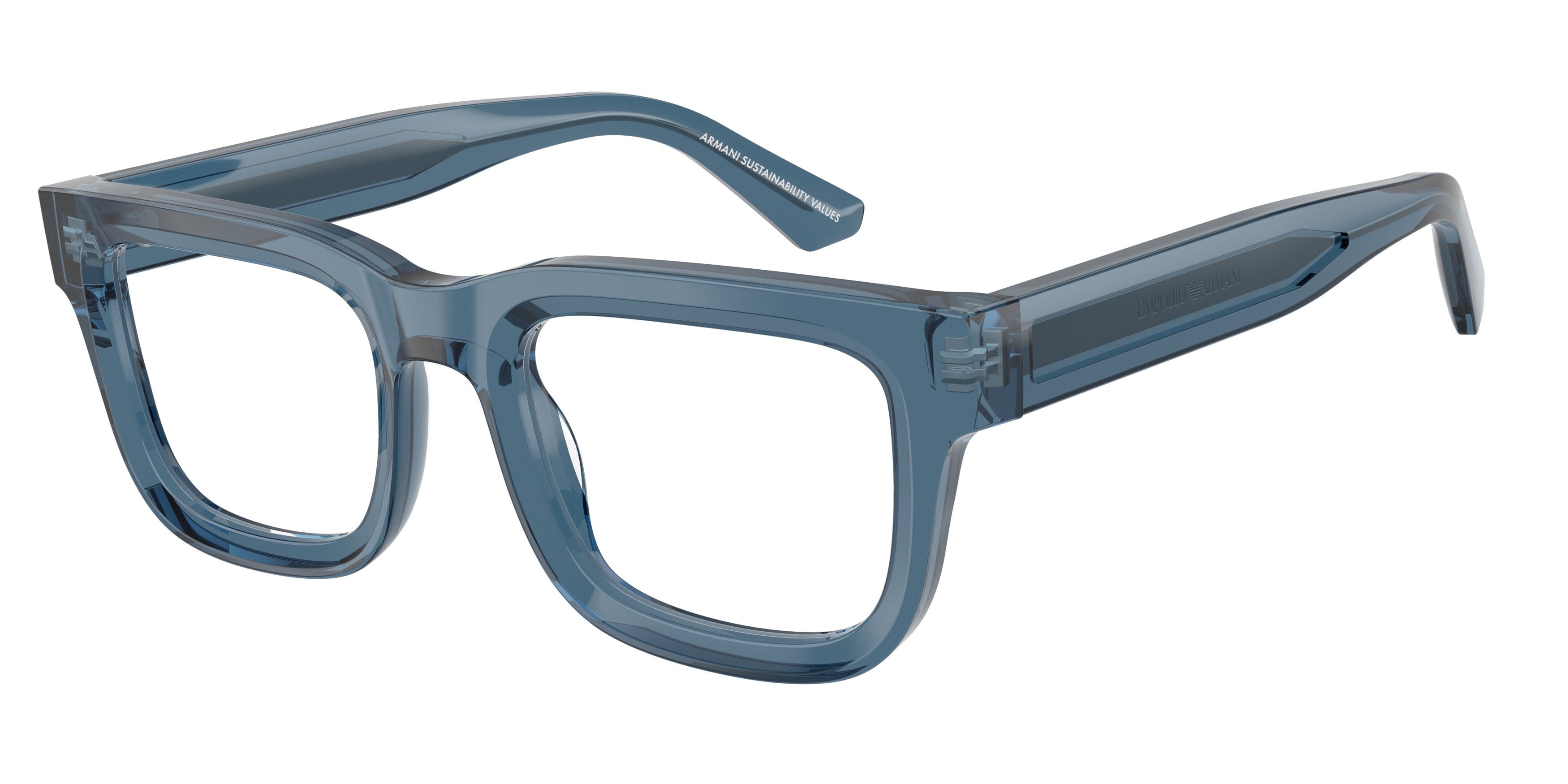 Occhiali da vista Emporio Armani EA 3279 (6362) colore blu trasparente lucido forma quadrato lenti lente demo