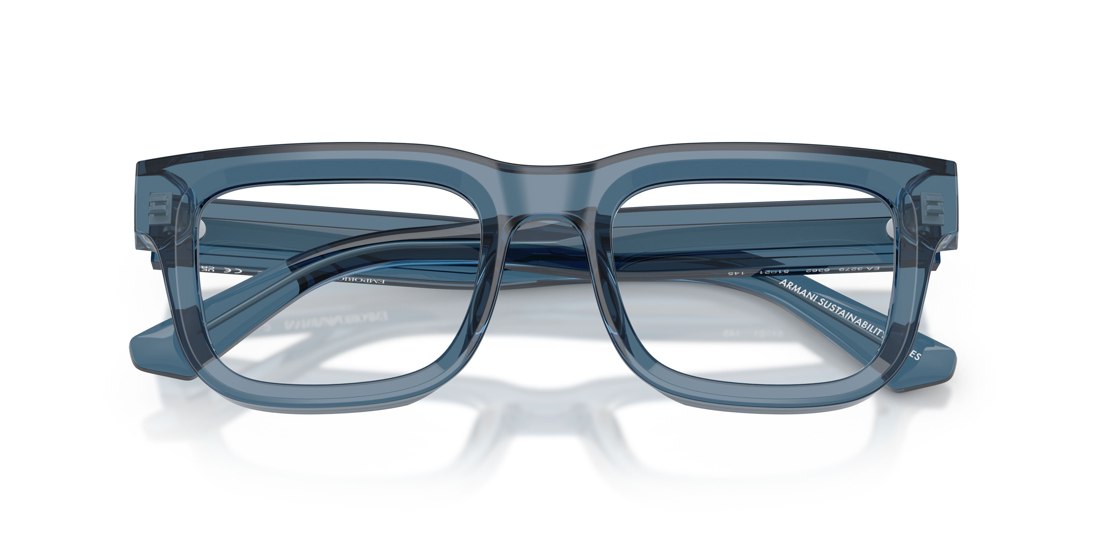 Occhiali da vista Emporio Armani EA 3279 (6362) colore blu trasparente lucido forma quadrato lenti lente demo