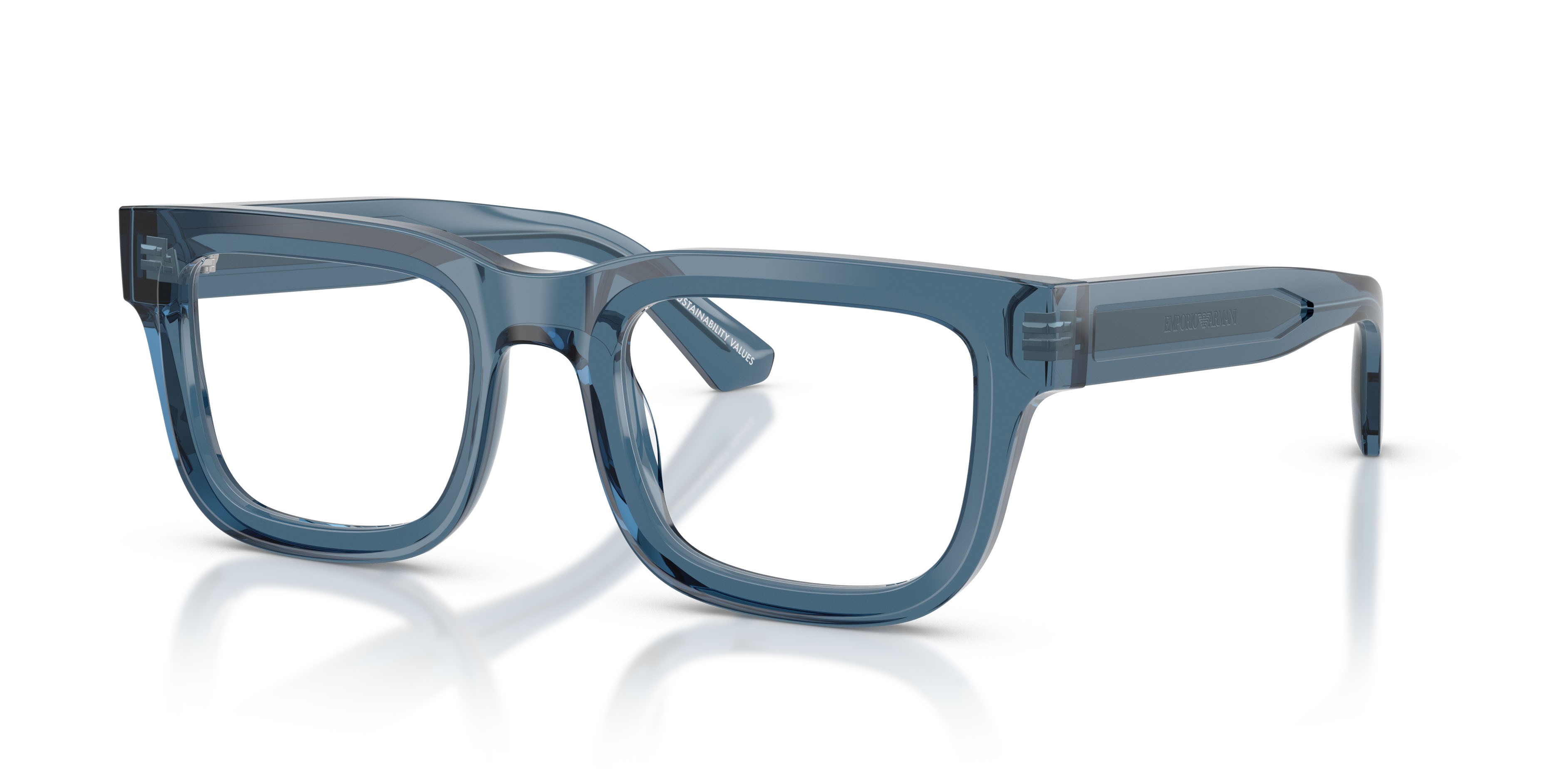 Occhiali da vista Emporio Armani EA 3279 (6362) colore blu trasparente lucido forma quadrato lenti lente demo