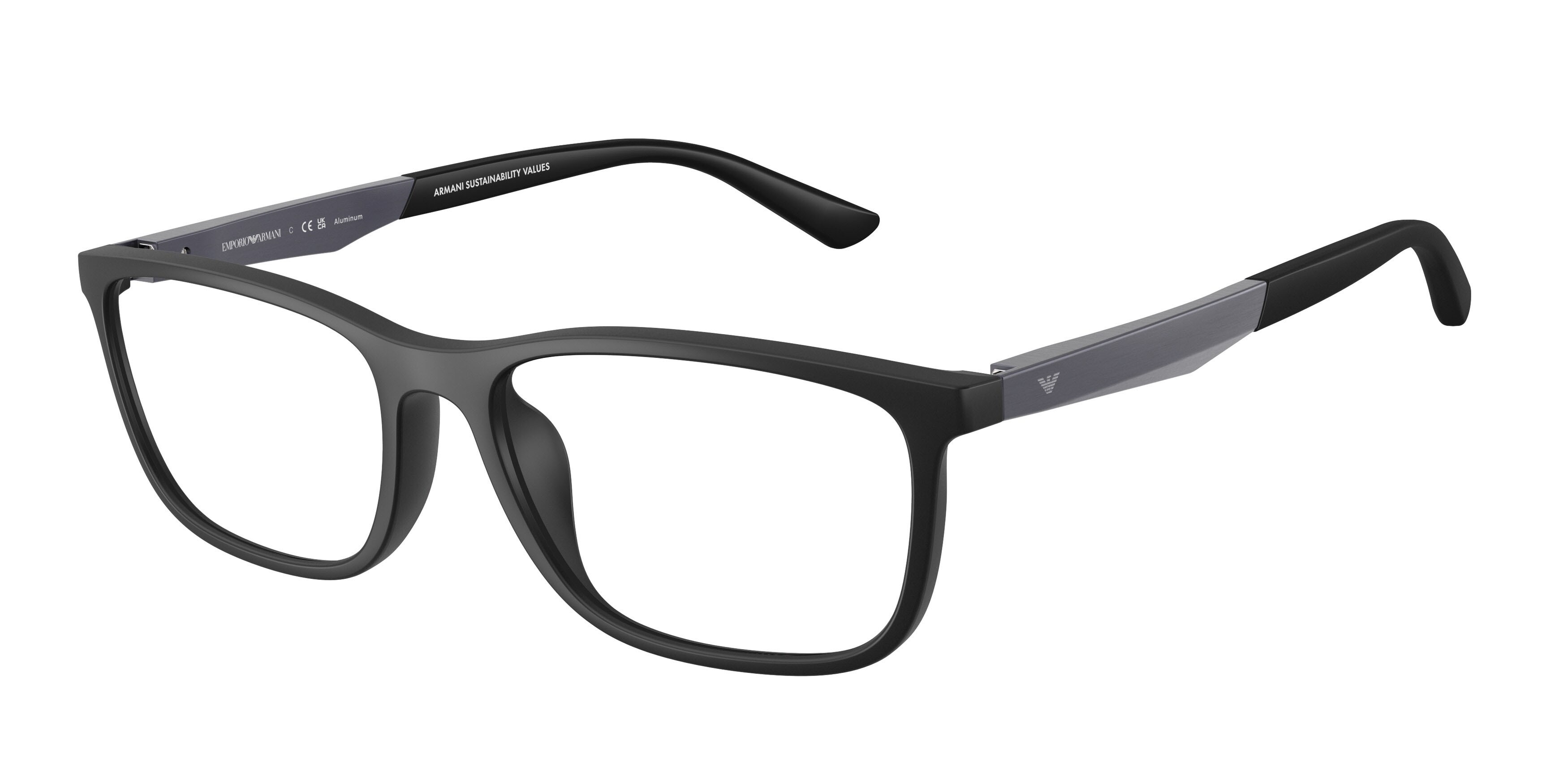 Occhiali da vista Emporio Armani EA 3280U (6373) colore nero opaco forma quadrato lenti lente demo