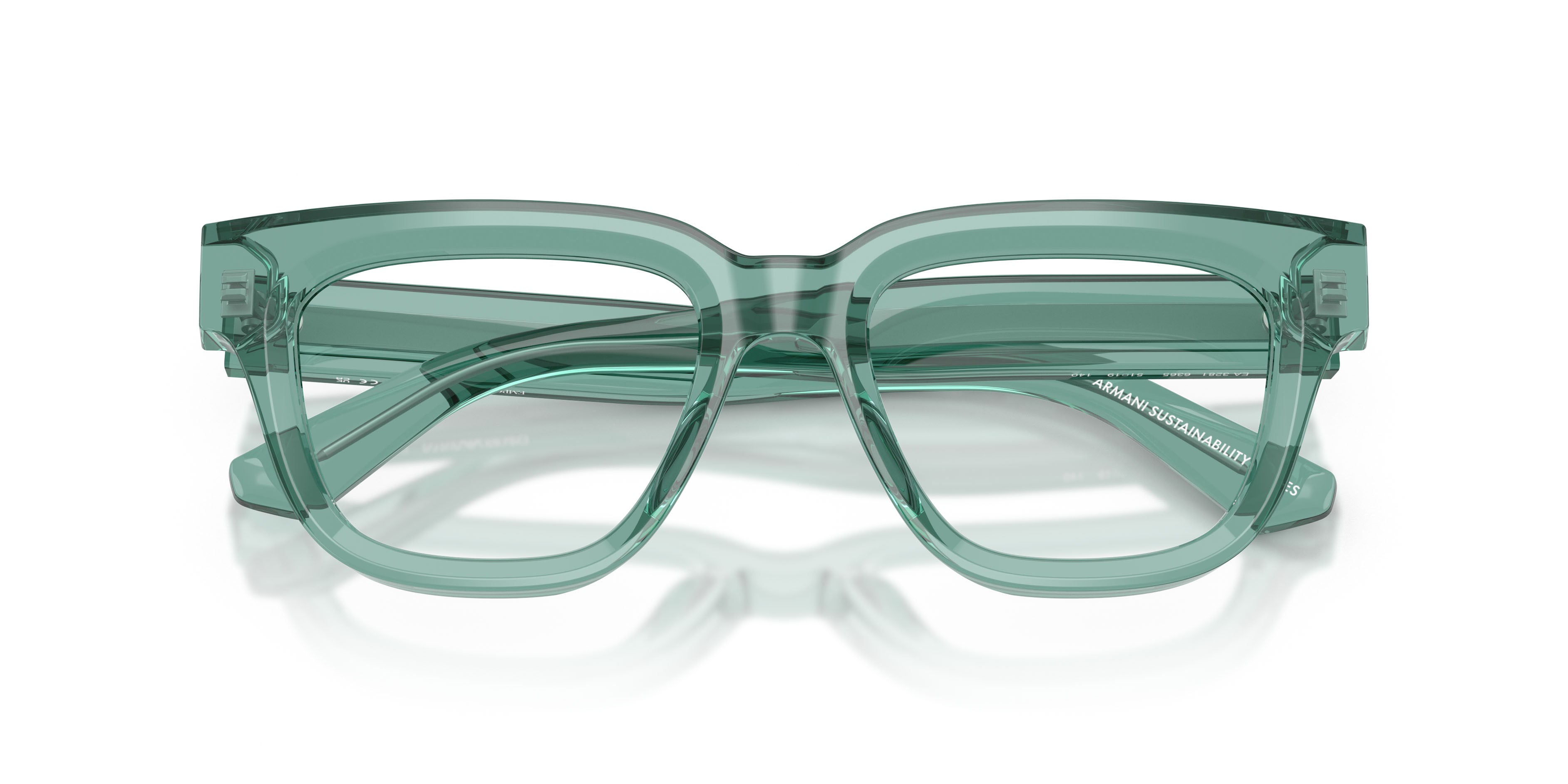 Occhiali da vista Emporio Armani EA 3281 (6365) colore verde trasparente lucido forma irregolare lenti lente demo