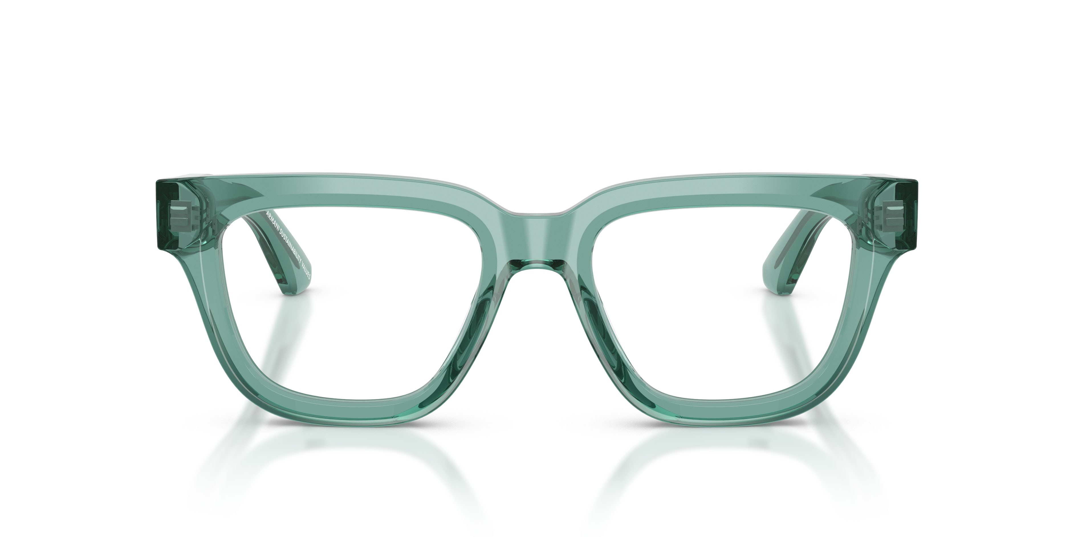 Occhiali da vista Emporio Armani EA 3281 (6365) colore verde trasparente lucido forma irregolare lenti lente demo