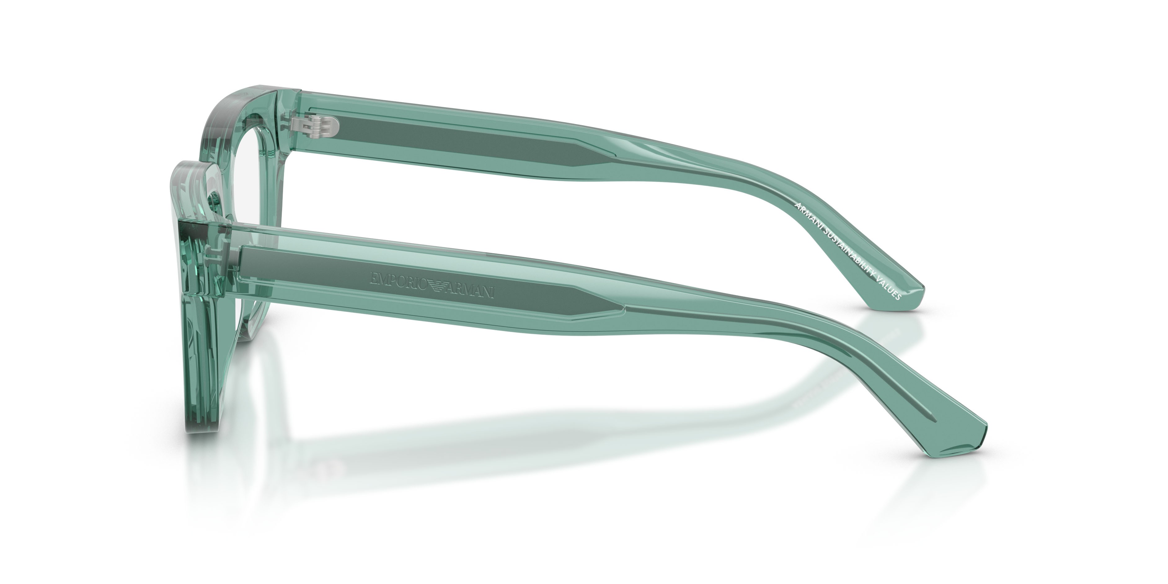 Occhiali da vista Emporio Armani EA 3281 (6365) colore verde trasparente lucido forma irregolare lenti lente demo