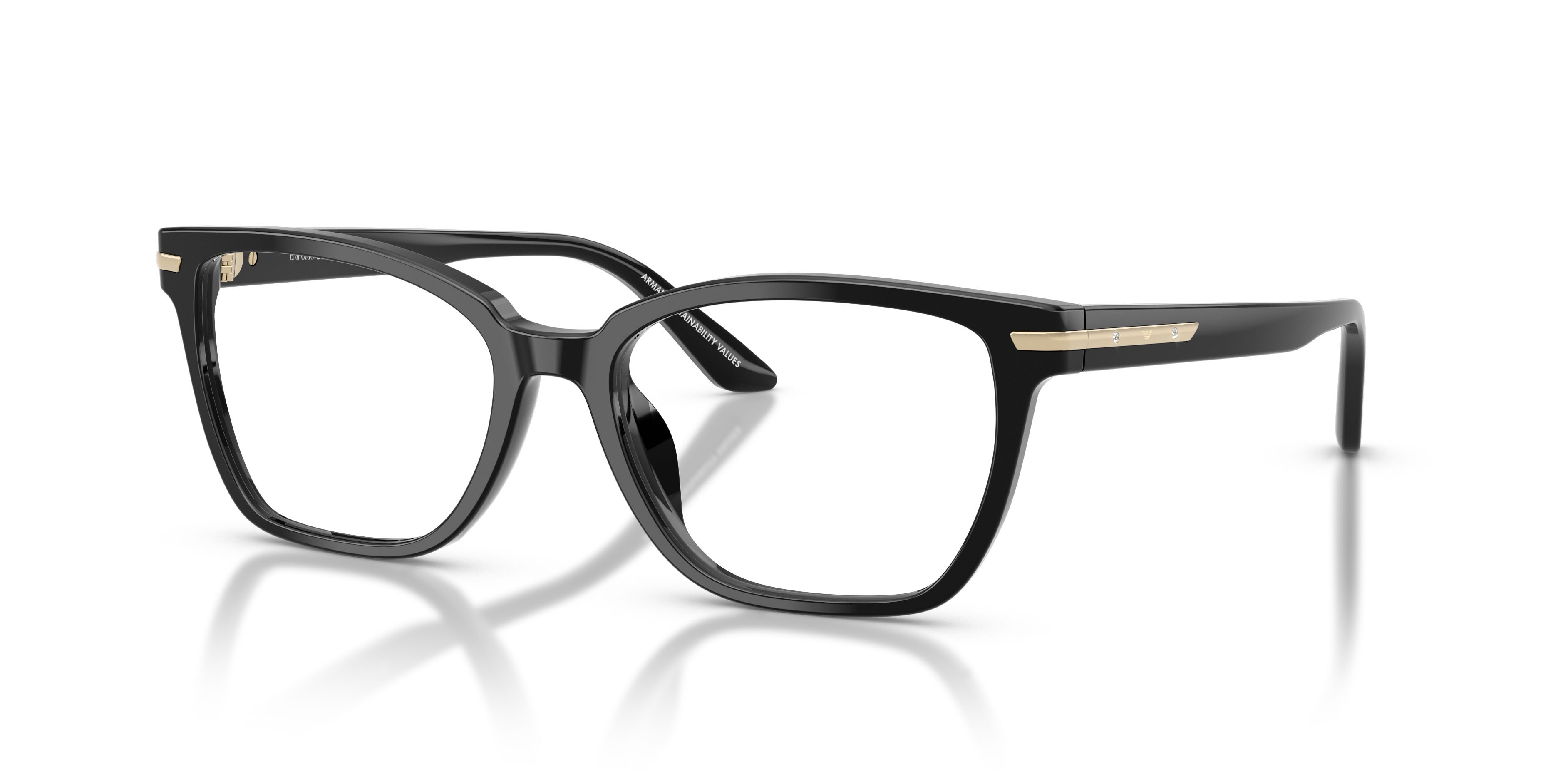 Occhiali da vista Emporio Armani EA 3282BU (5017) colore nero lucido forma cat eye lenti lente demo