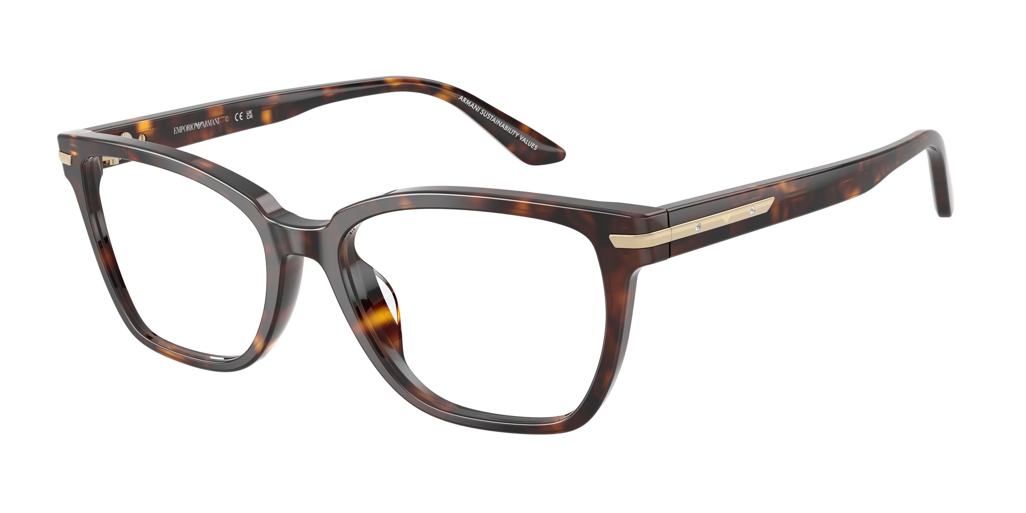 Eyeglasses Emporio Armani EA 3282BU (5026) color havana lucido shape cat eye lenses lente demo