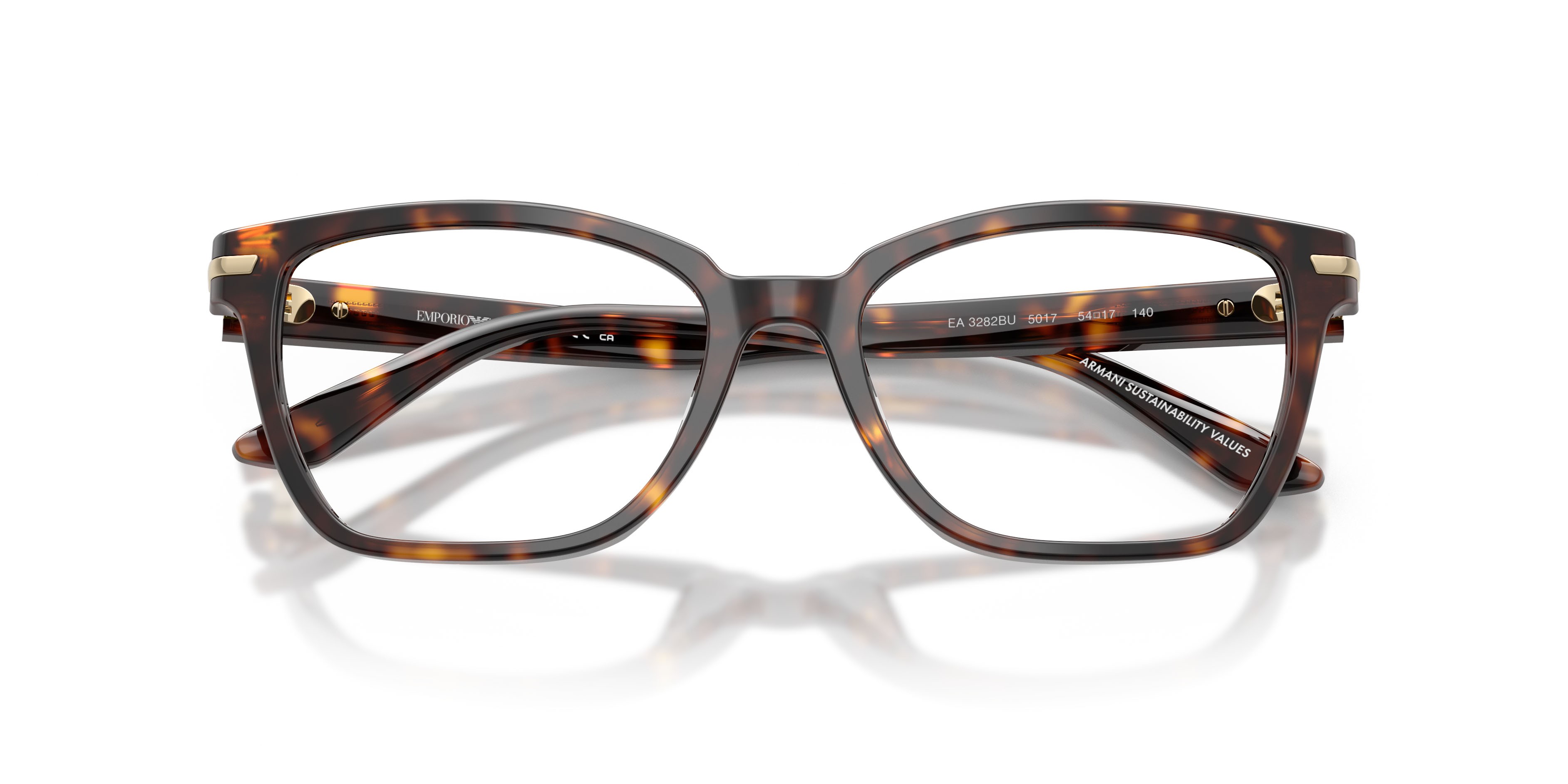 Eyeglasses Emporio Armani EA 3282BU (5026) color havana lucido shape cat eye lenses lente demo
