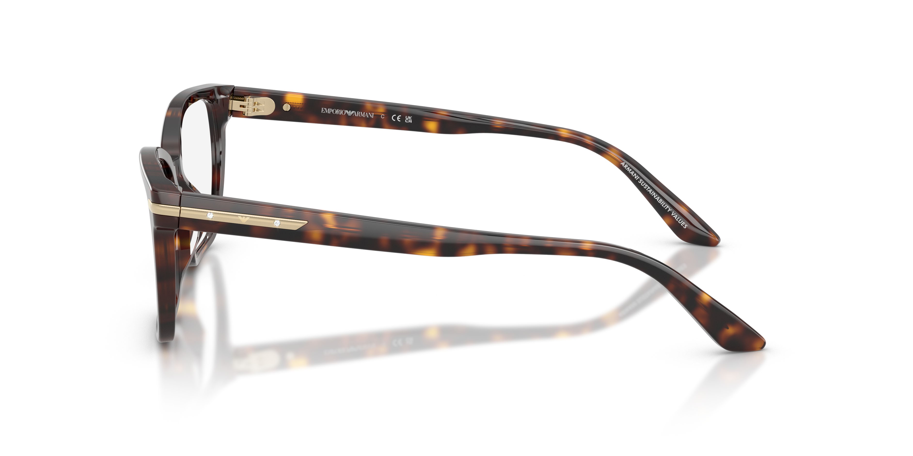 Eyeglasses Emporio Armani EA 3282BU (5026) color havana lucido shape cat eye lenses lente demo