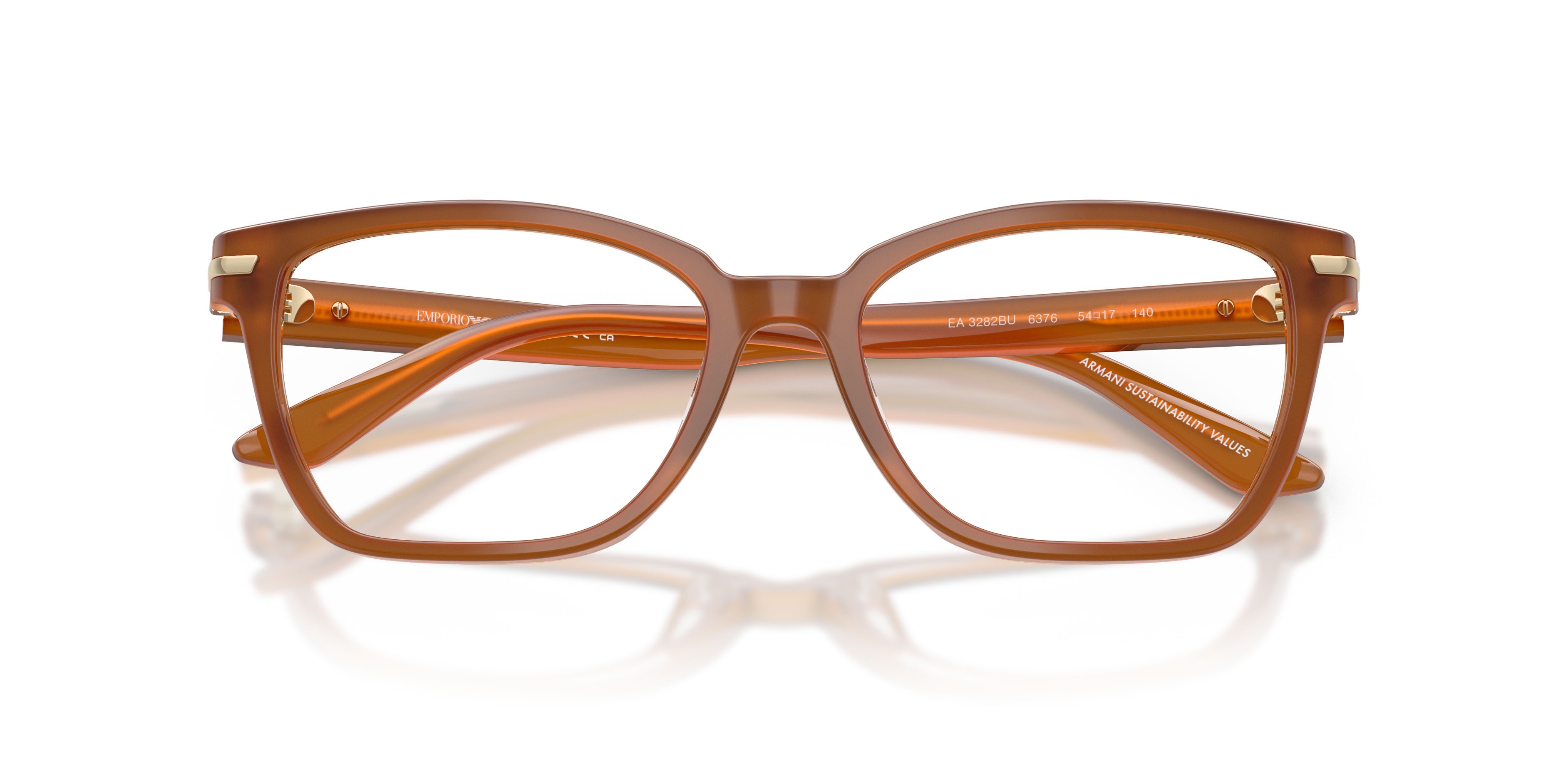 Eyeglasses Emporio Armani EA 3282BU (6376) color tabacco shape cat eye lenses lente demo