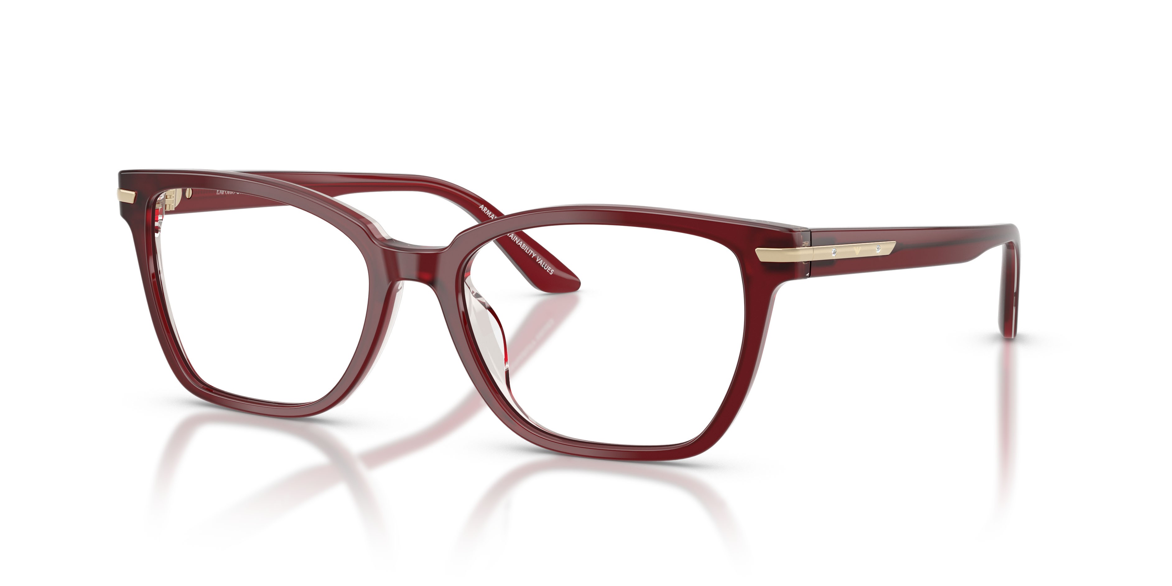 Eyeglasses Emporio Armani EA 3282BU (6377) color bordeaux lucido shape cat eye lenses lente demo