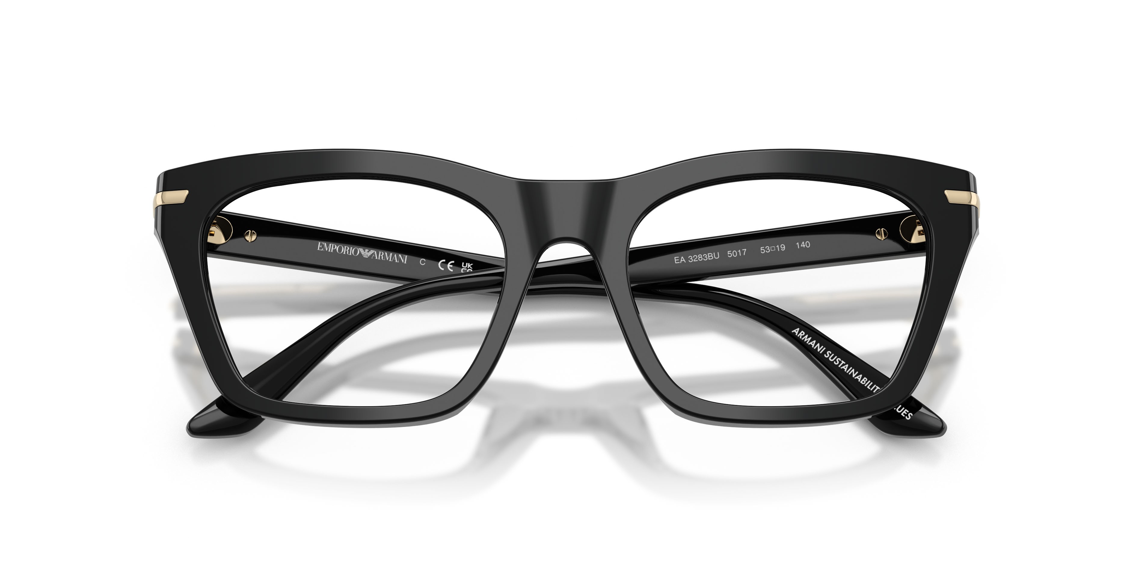 Eyeglasses Emporio Armani EA 3283BU (5017) color nero lucido shape cat eye lenses lente demo