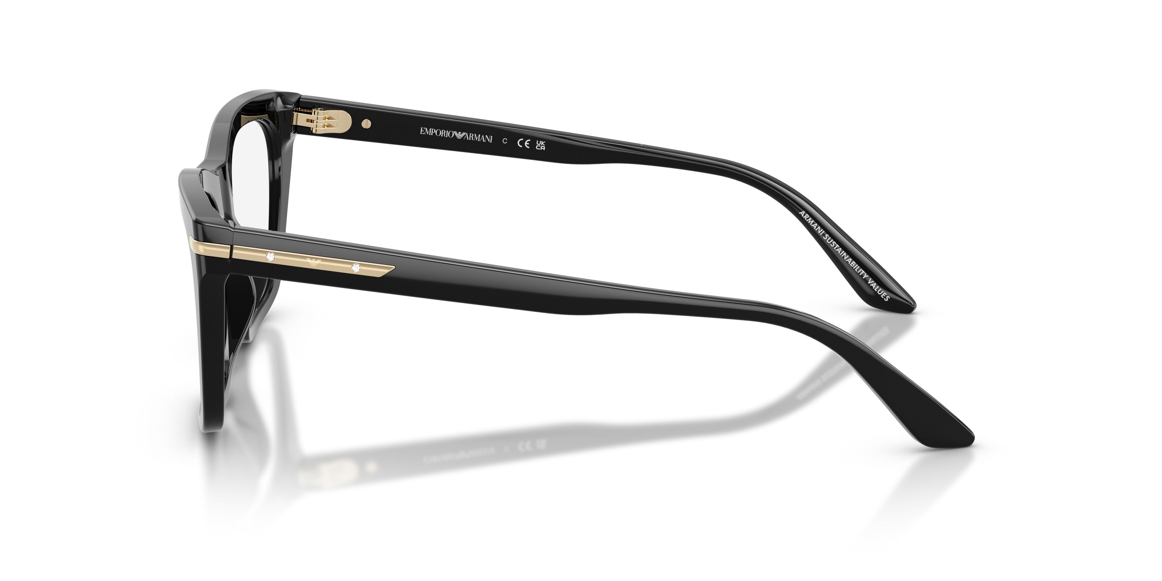 Eyeglasses Emporio Armani EA 3283BU (5017) color nero lucido shape cat eye lenses lente demo