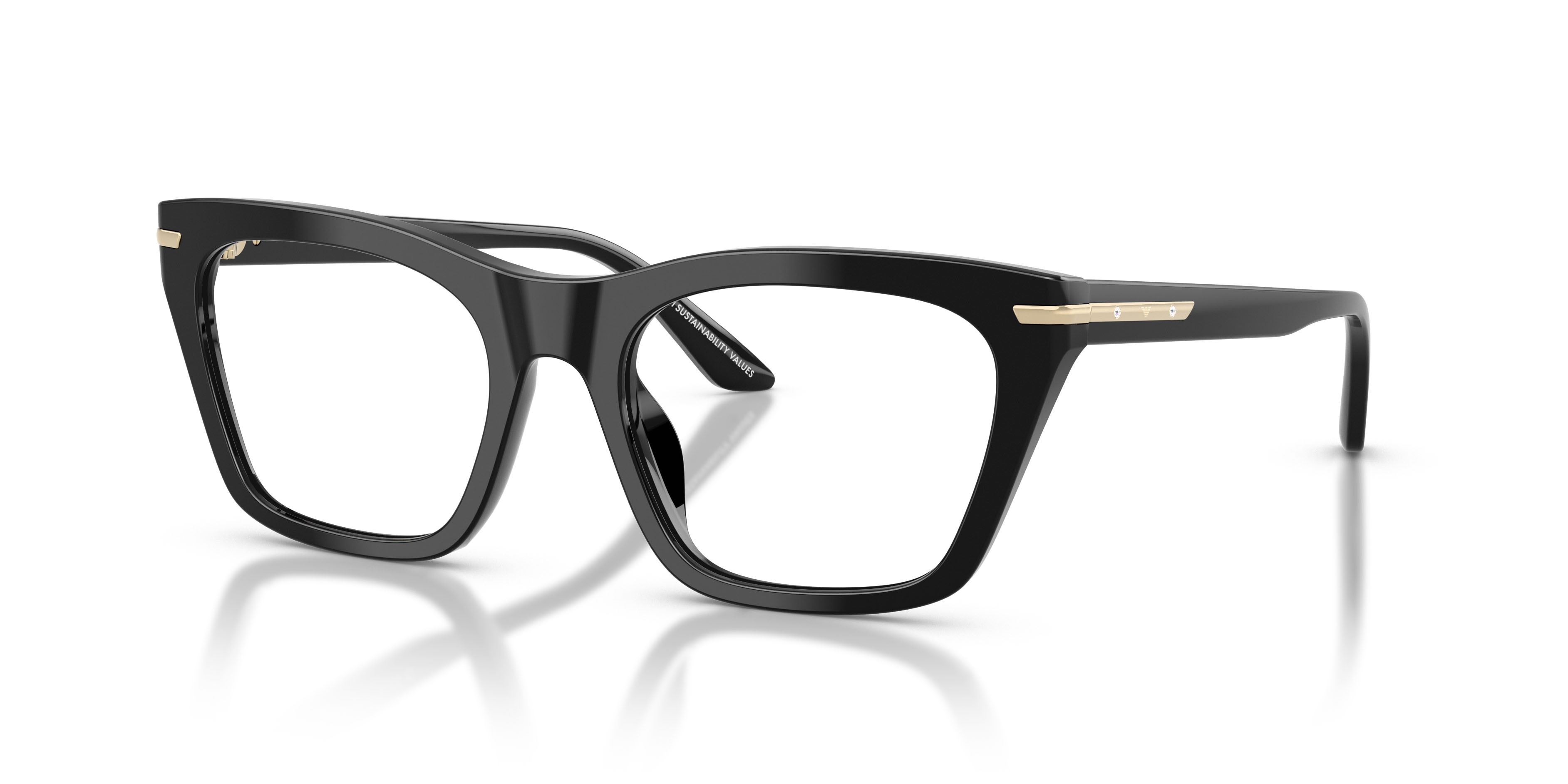 Eyeglasses Emporio Armani EA 3283BU (5017) color nero lucido shape cat eye lenses lente demo
