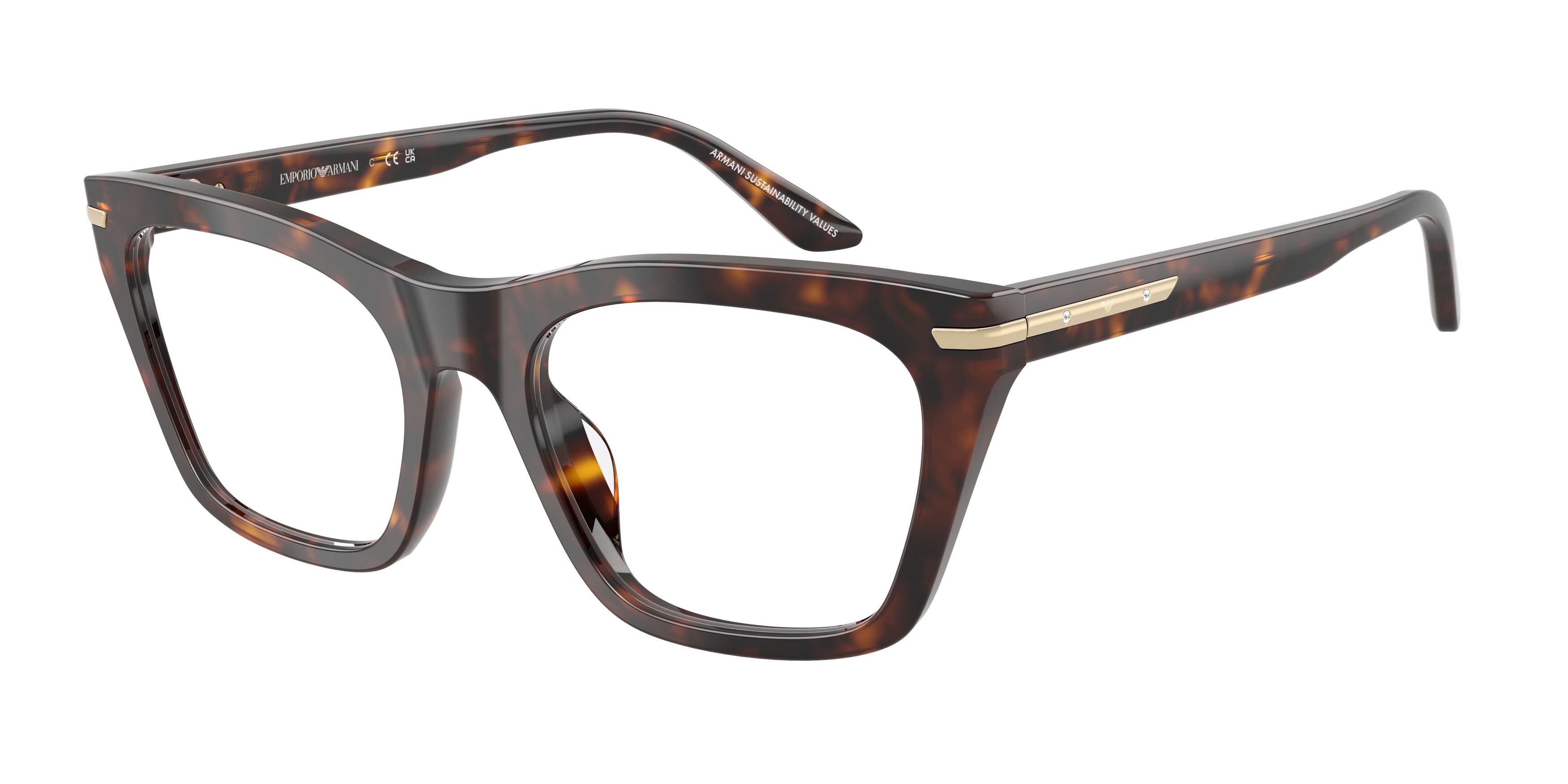 Eyeglasses Emporio Armani EA 3283BU (5026) color havana lucido shape cat eye lenses lente demo