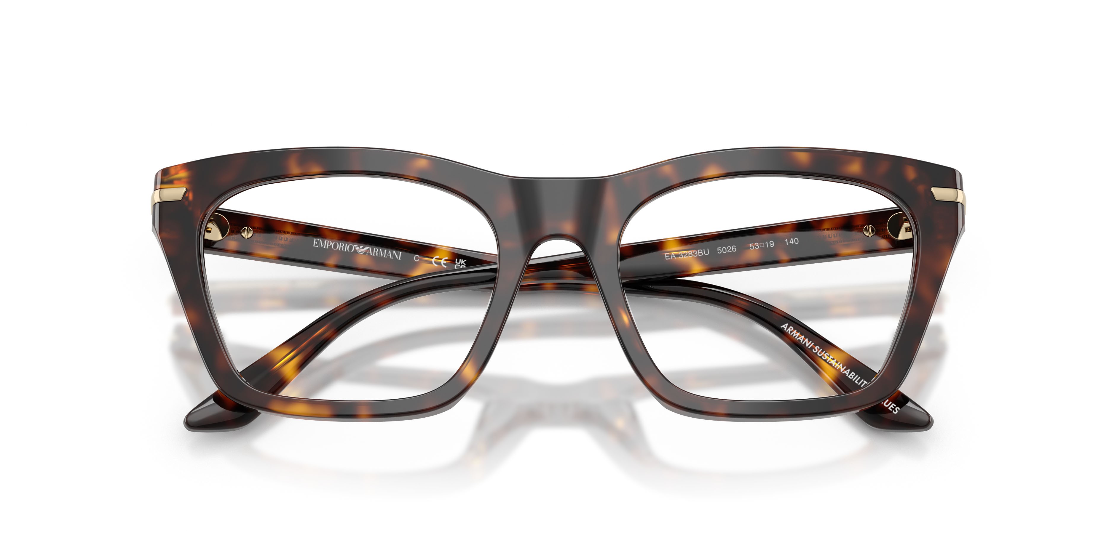 Eyeglasses Emporio Armani EA 3283BU (5026) color havana lucido shape cat eye lenses lente demo