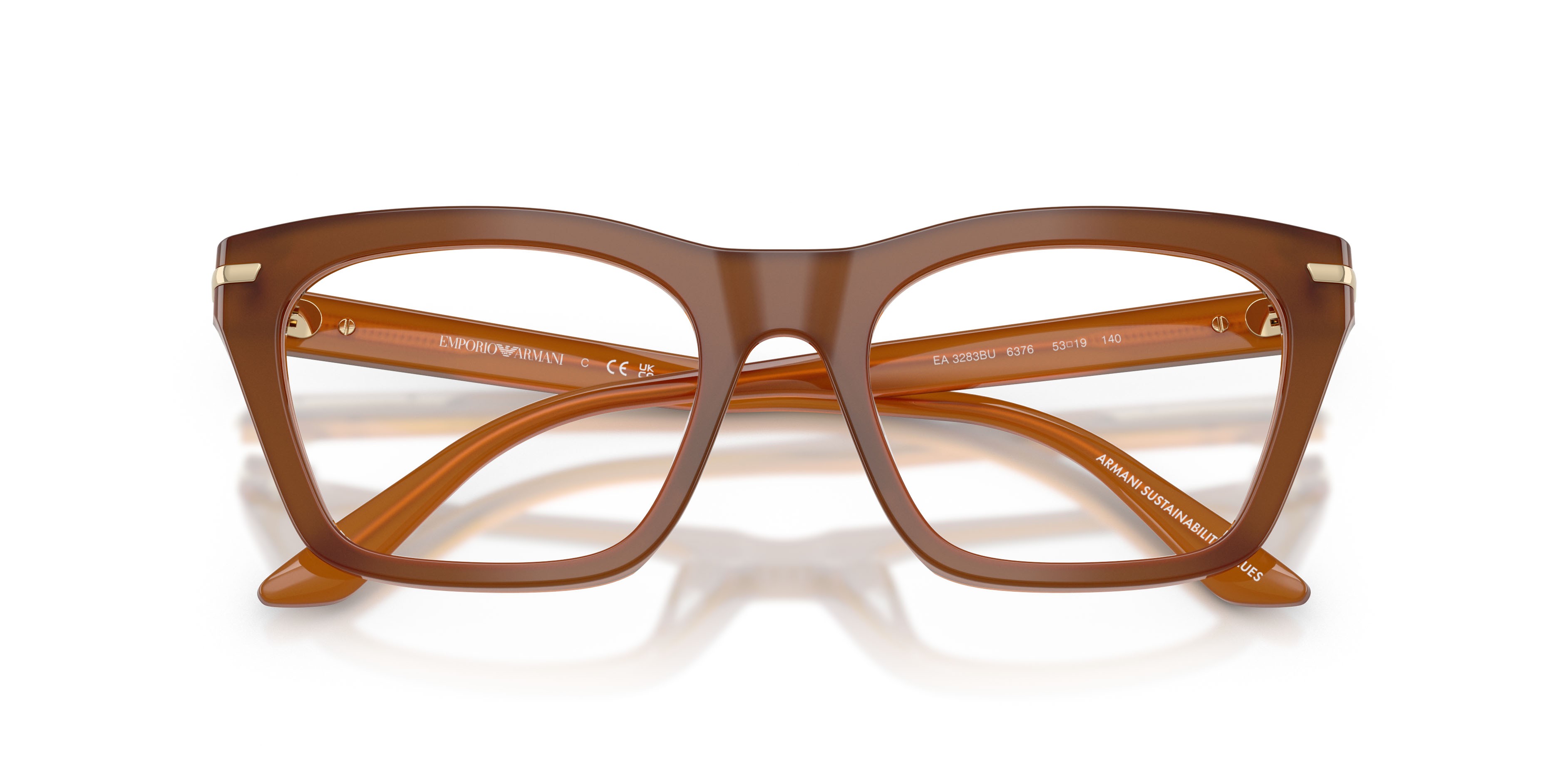 Occhiali da vista Emporio Armani EA 3283BU (6376) colore tabacco forma cat eye lenti lente demo