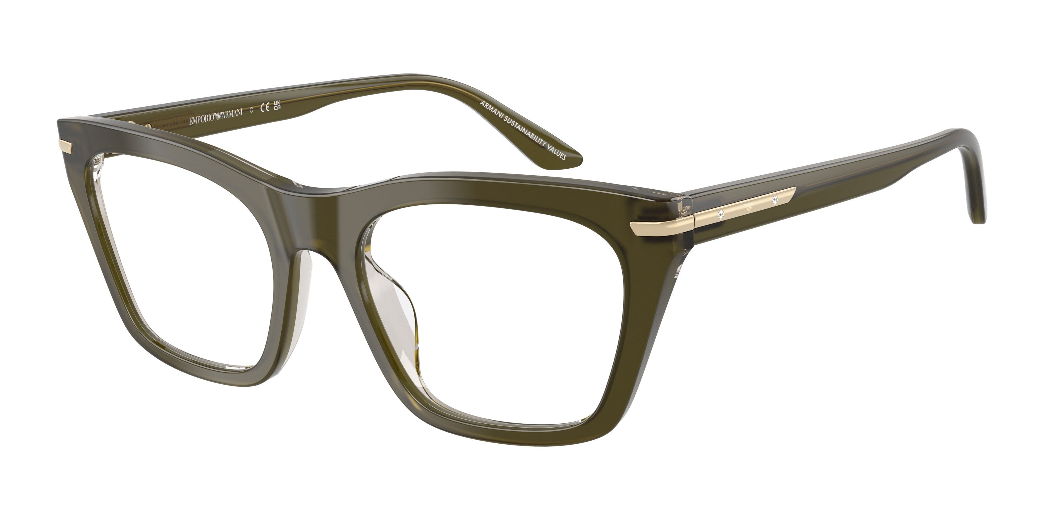 Occhiali da vista Emporio Armani EA 3283BU (6378) colore verde scuro lucido forma cat eye lenti lente demo