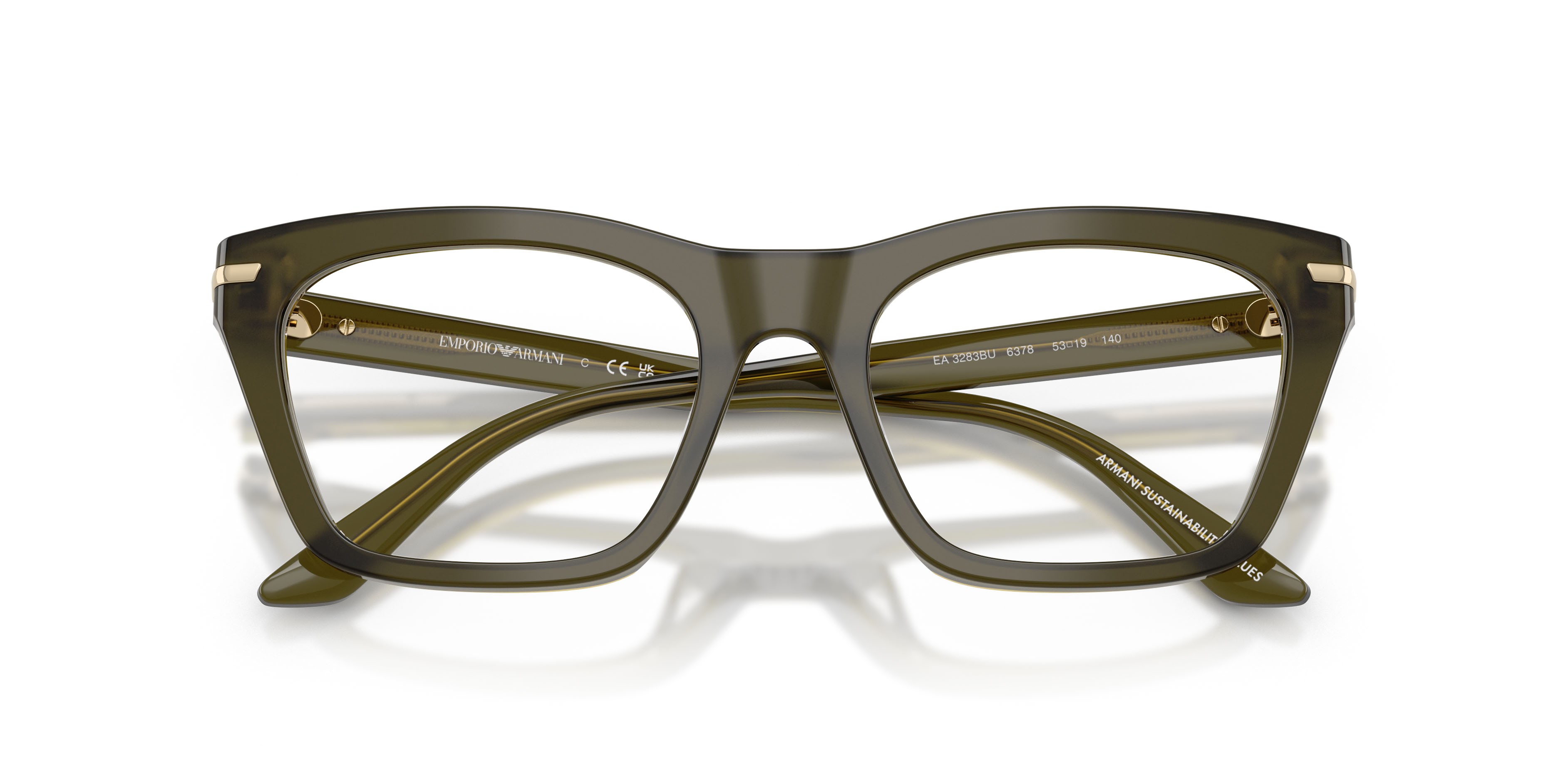 Occhiali da vista Emporio Armani EA 3283BU (6378) colore verde scuro lucido forma cat eye lenti lente demo