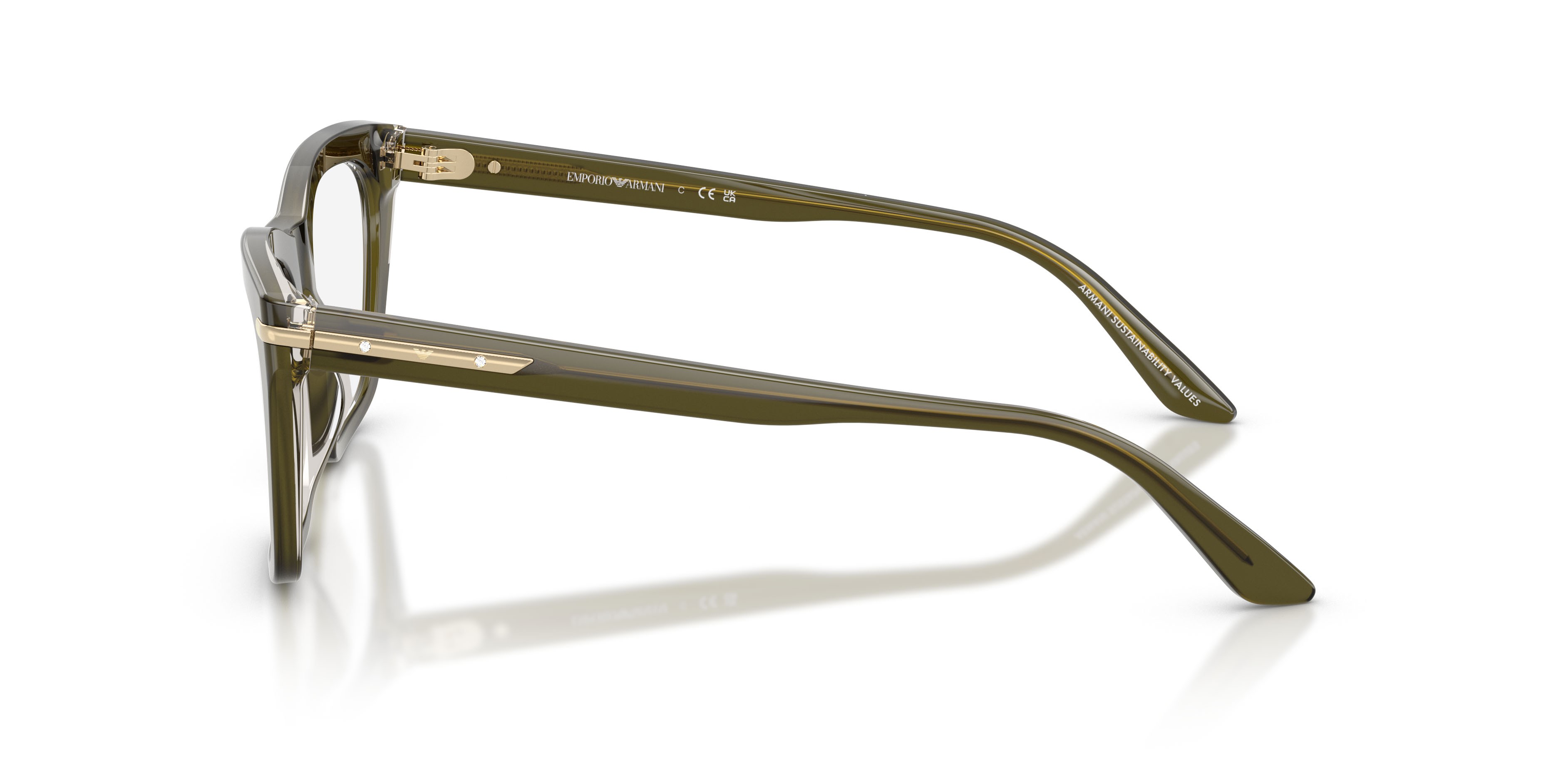 Occhiali da vista Emporio Armani EA 3283BU (6378) colore verde scuro lucido forma cat eye lenti lente demo