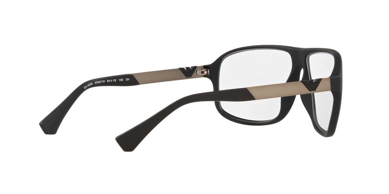 Sonnenbrillen Emporio Armani EA 4029 (50631W) farbe nero effetto gommato form quadratisch gläser trasparente