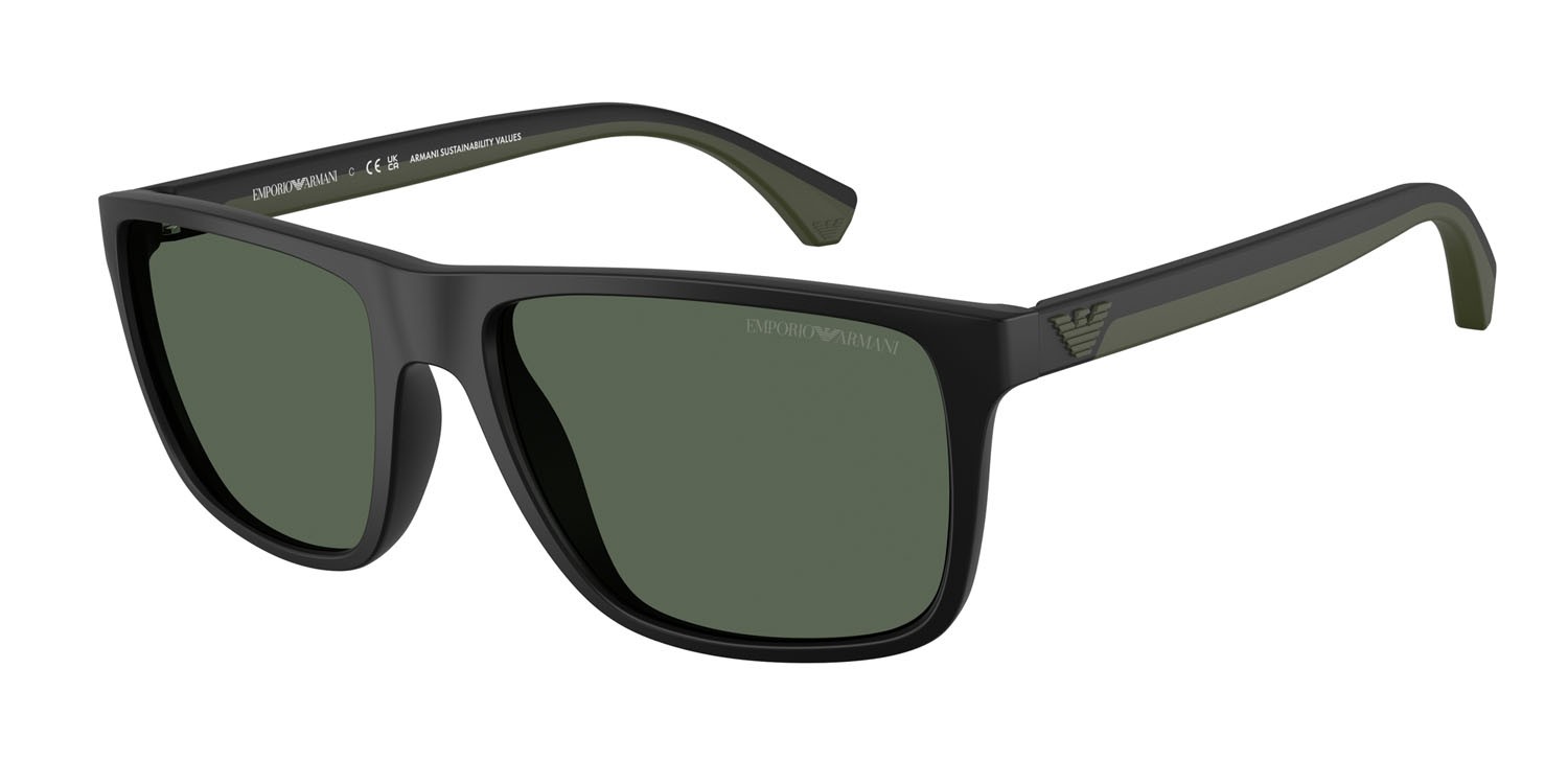 Occhiali da sole Emporio Armani EA 4033 (500171) colore nero opaco forma quadrato lenti verde scuro