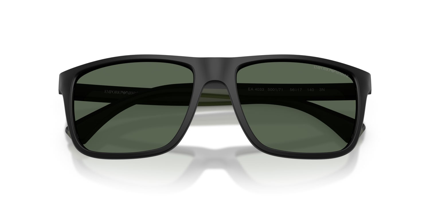 Occhiali da sole Emporio Armani EA 4033 (500171) colore nero opaco forma quadrato lenti verde scuro