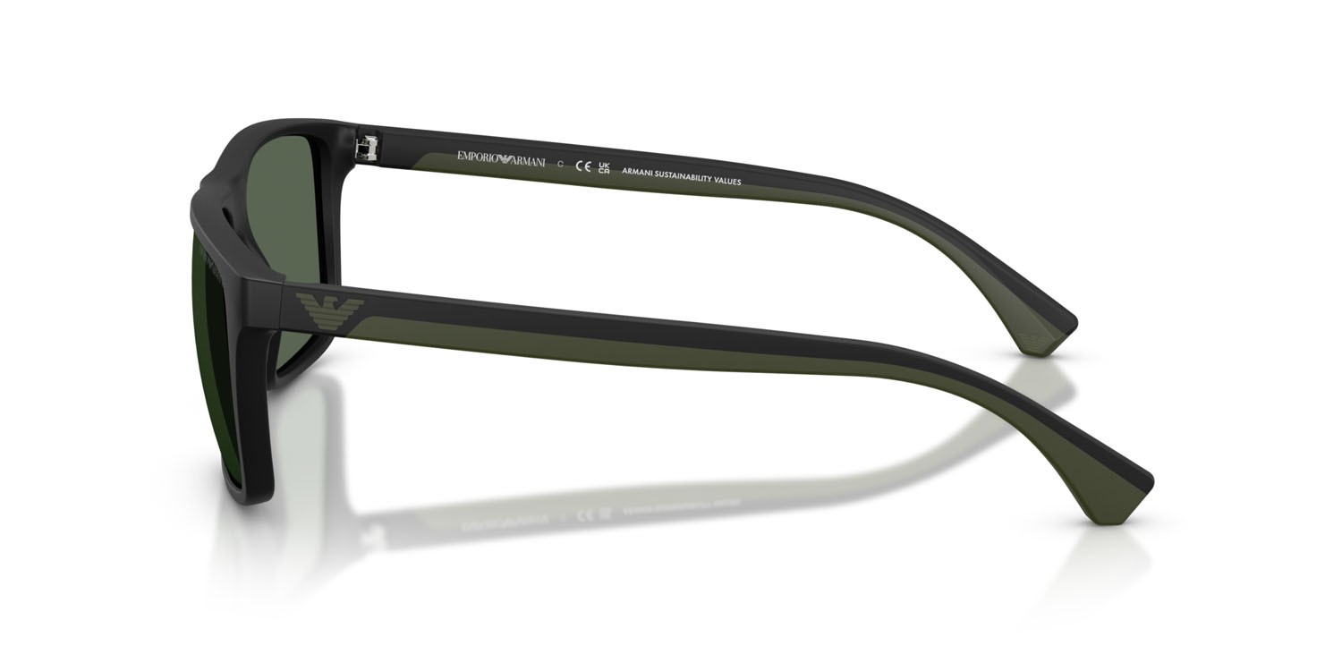 Occhiali da sole Emporio Armani EA 4033 (500171) colore nero opaco forma quadrato lenti verde scuro