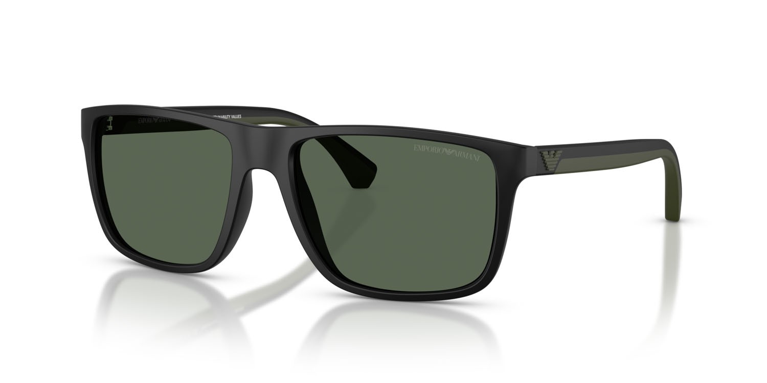 Occhiali da sole Emporio Armani EA 4033 (500171) colore nero opaco forma quadrato lenti verde scuro