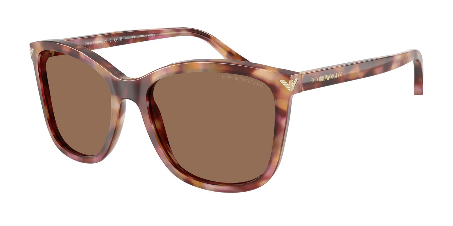 Sonnenbrillen Emporio Armani EA 4060 (619673) farbe rosso havana lucido form quadratisch gläser marrone scuro
