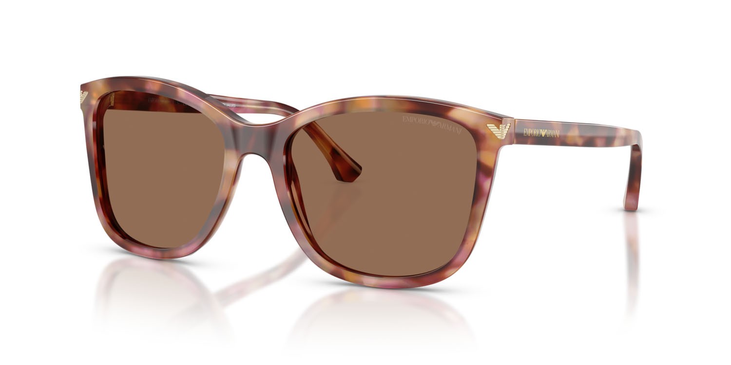 Sonnenbrillen Emporio Armani EA 4060 (619673) farbe rosso havana lucido form quadratisch gläser marrone scuro