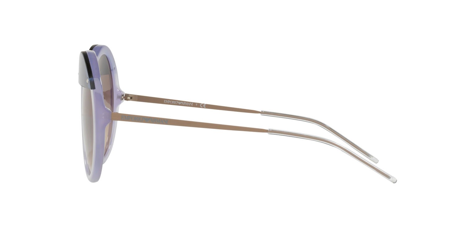 Sonnenbrillen Emporio Armani EA 4121 (570513) farbe violetto opalino form unregelmäßig gläser marrone sfumato grigio