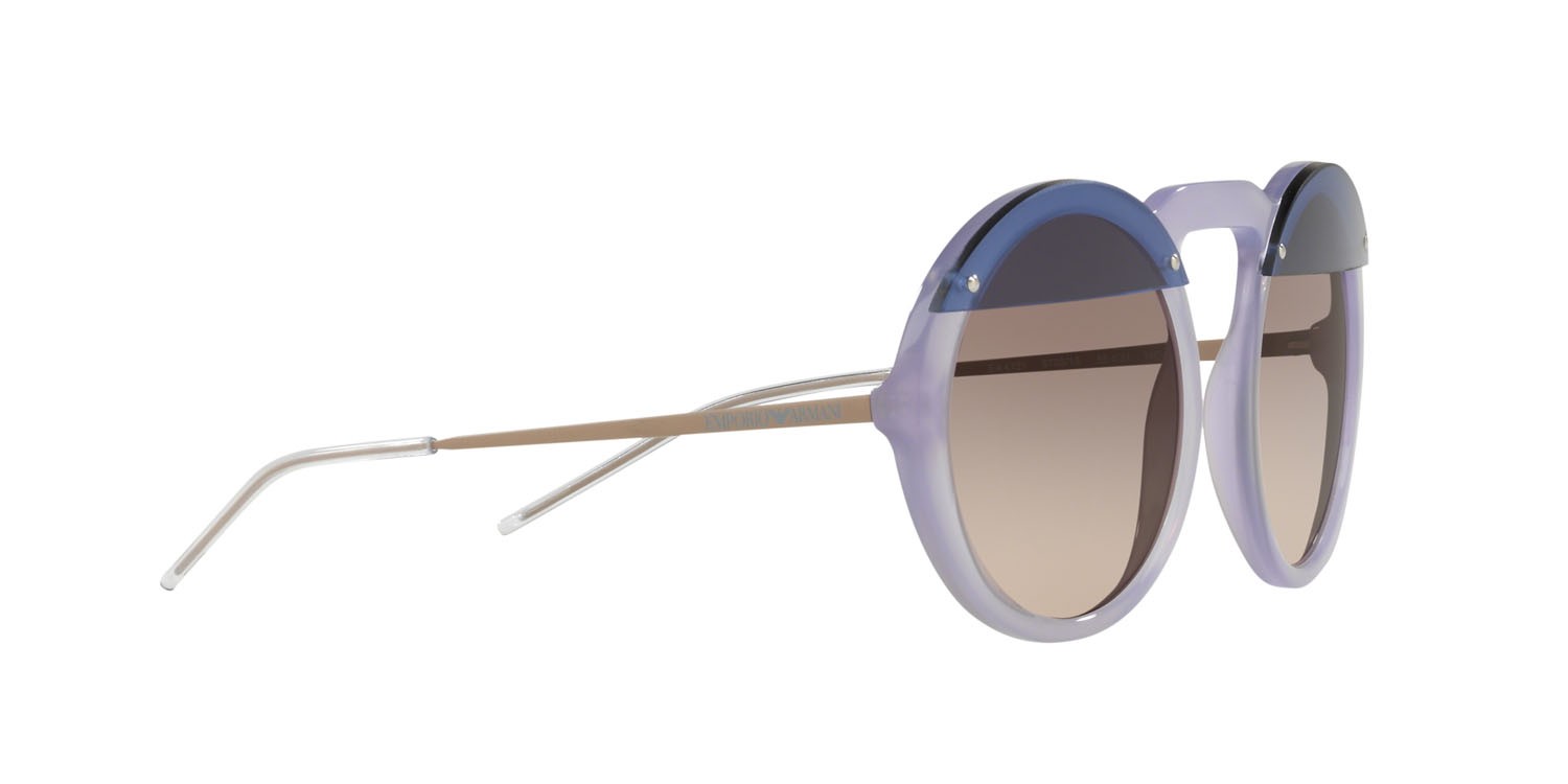 Sonnenbrillen Emporio Armani EA 4121 (570513) farbe violetto opalino form unregelmäßig gläser marrone sfumato grigio
