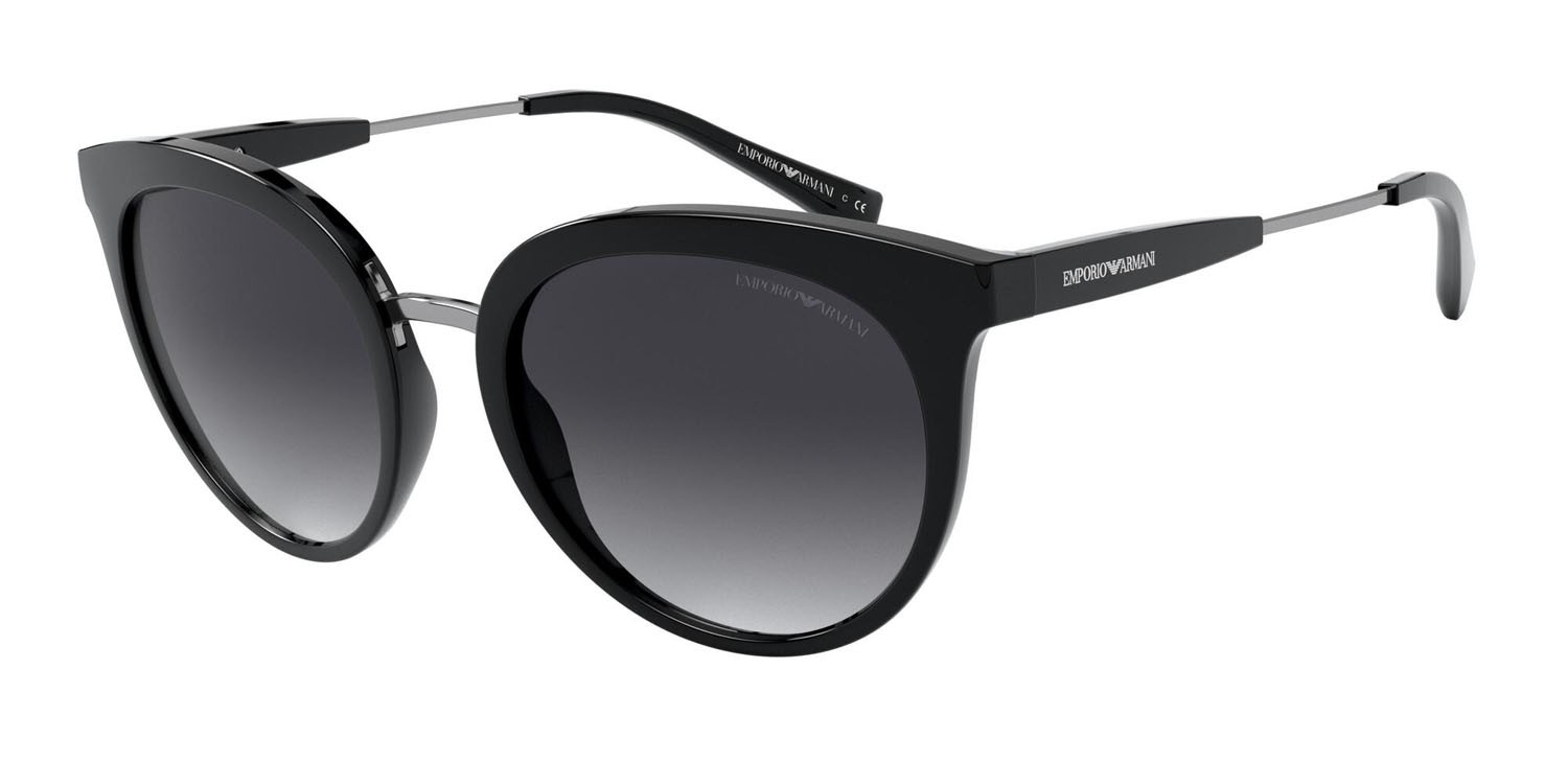 Sonnenbrillen Emporio Armani EA 4145 (50018G) farbe nero lucido form schmetterling gläser grigio sfumato