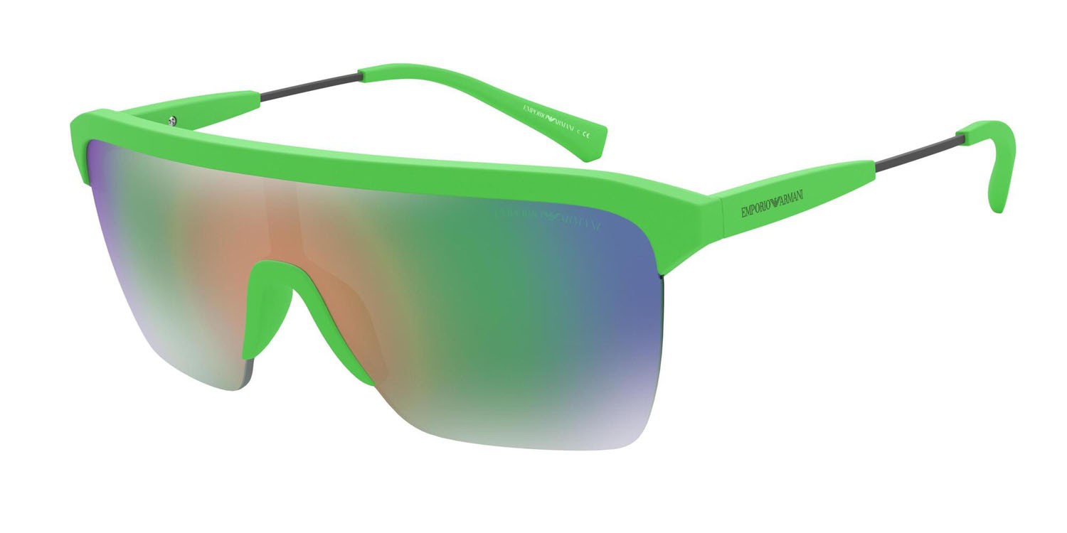 Sonnenbrillen Emporio Armani EA 4146 (583431) farbe verde opaco fluo form rechteckig gläser verde a specchio