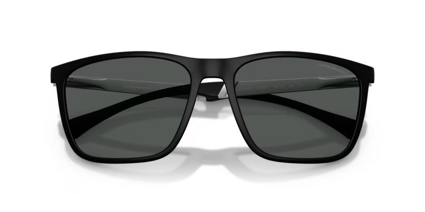 Occhiali da sole Emporio Armani EA 4150 (506387) colore black rubber forma rettangolare lenti grey
