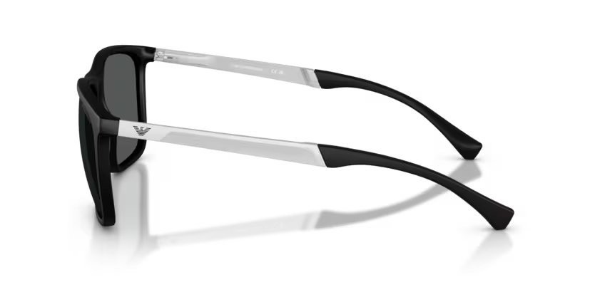 Occhiali da sole Emporio Armani EA 4150 (506387) colore black rubber forma rettangolare lenti grey