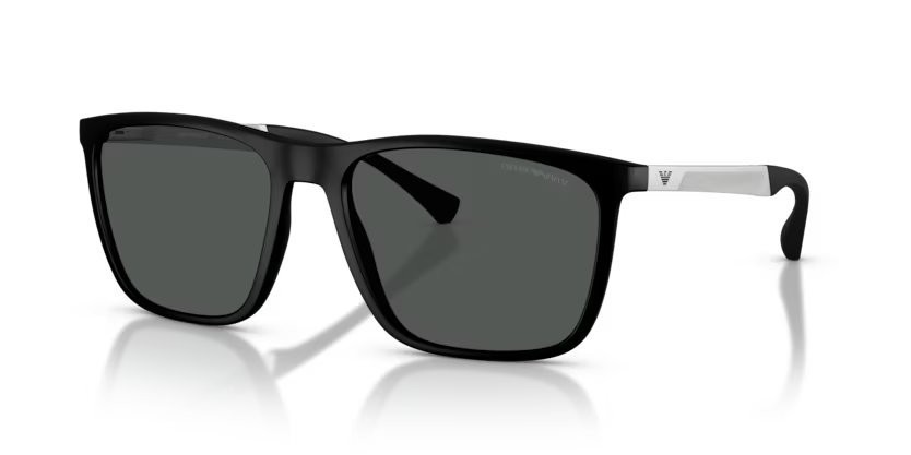 Occhiali da sole Emporio Armani EA 4150 (506387) colore black rubber forma rettangolare lenti grey