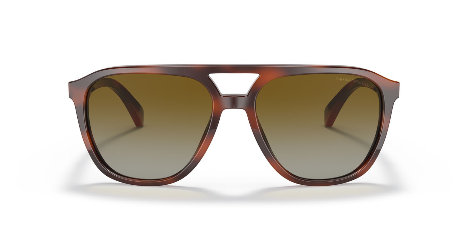 Sonnenbrillen Emporio Armani EA 4156 (5297T5) farbe striato rosso form aviator gläser polar marrone sfumata
