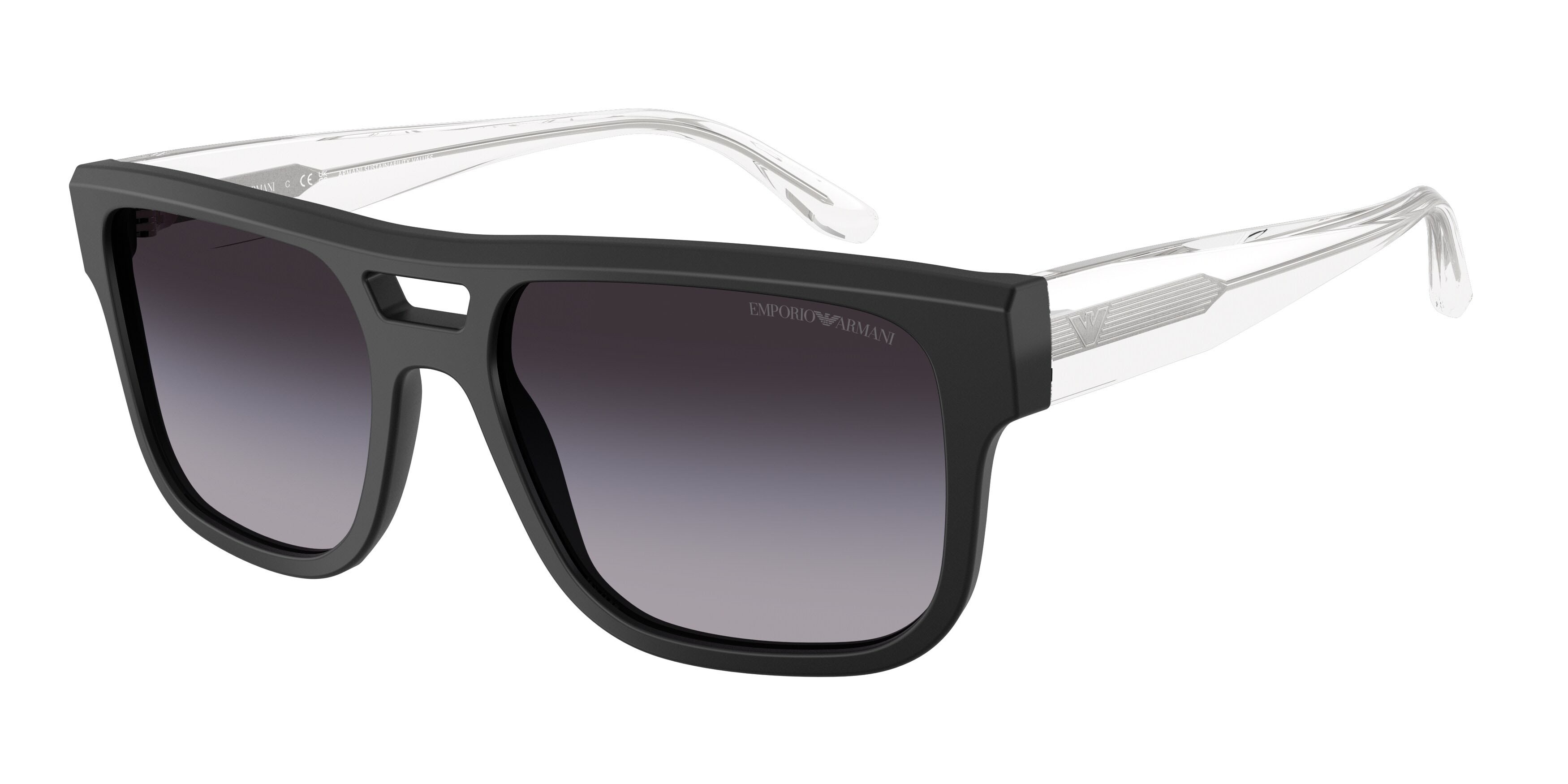 Occhiali da sole Emporio Armani EA 4197 (50018G) colore nero opaco forma quadrato lenti sfumato grigio
