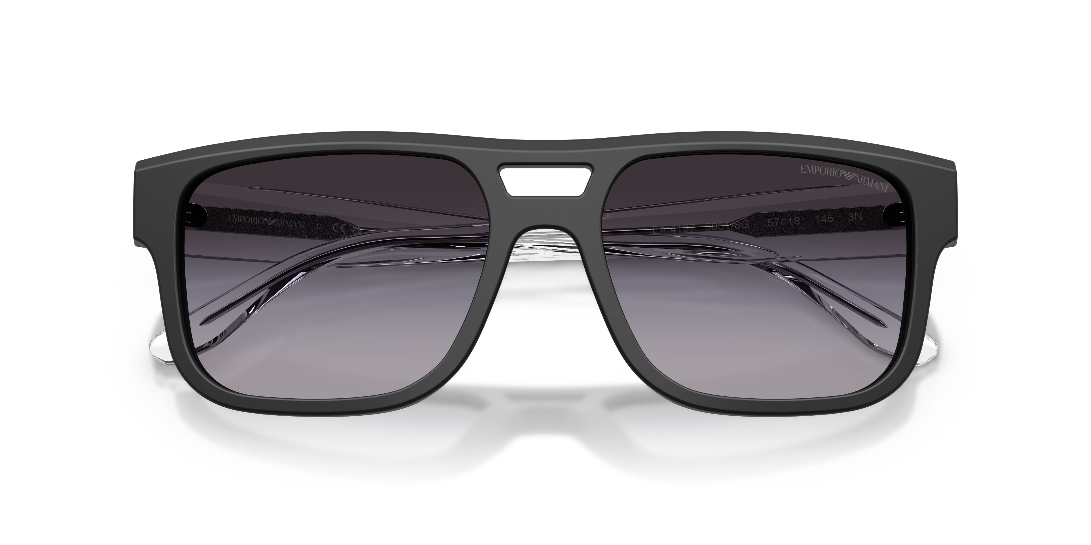 Occhiali da sole Emporio Armani EA 4197 (50018G) colore nero opaco forma quadrato lenti sfumato grigio