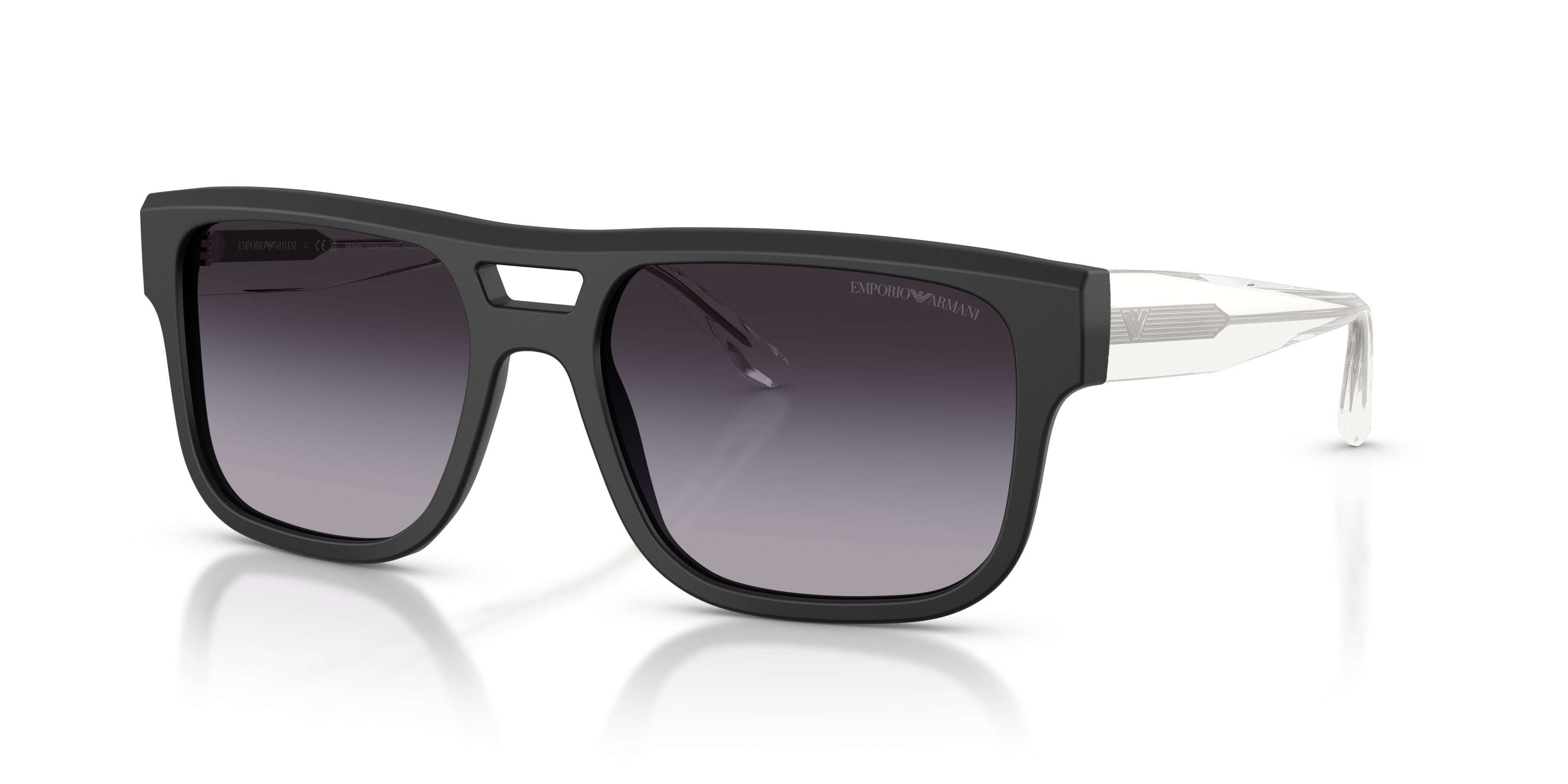 Occhiali da sole Emporio Armani EA 4197 (50018G) colore nero opaco forma quadrato lenti sfumato grigio