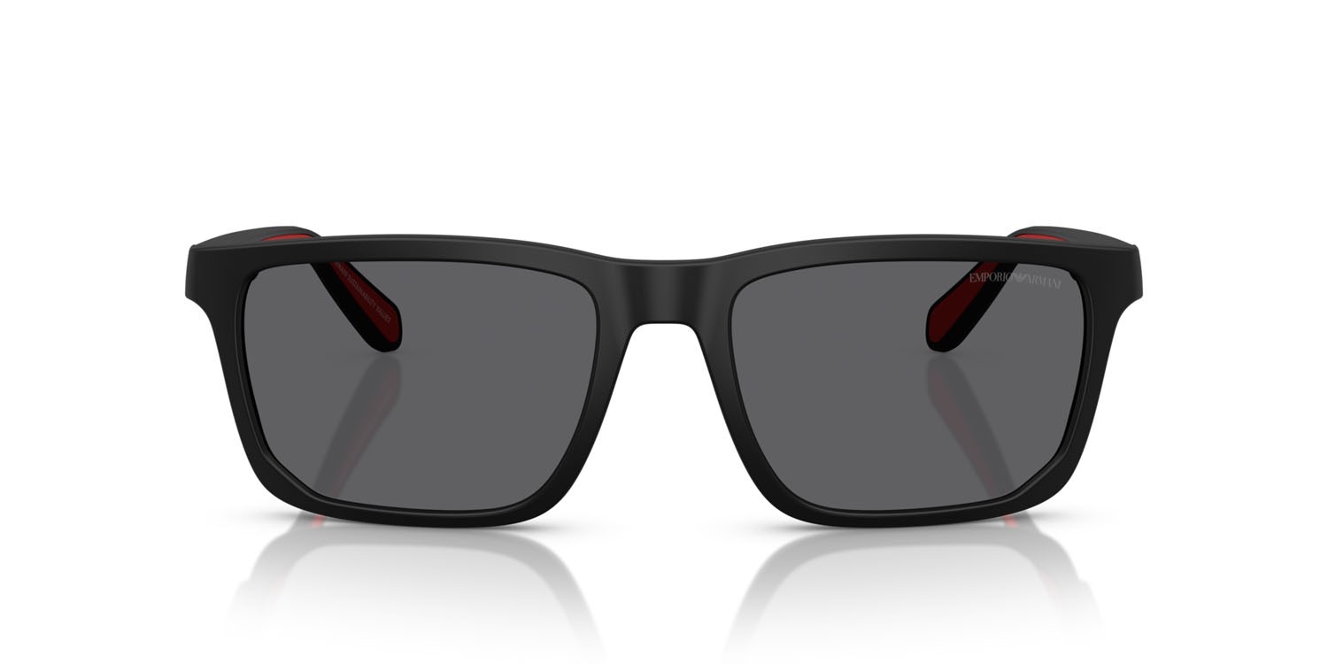 Occhiali da sole Emporio Armani EA 4219 (5001T3) colore nero opaco forma rettangolare lenti polar grigio