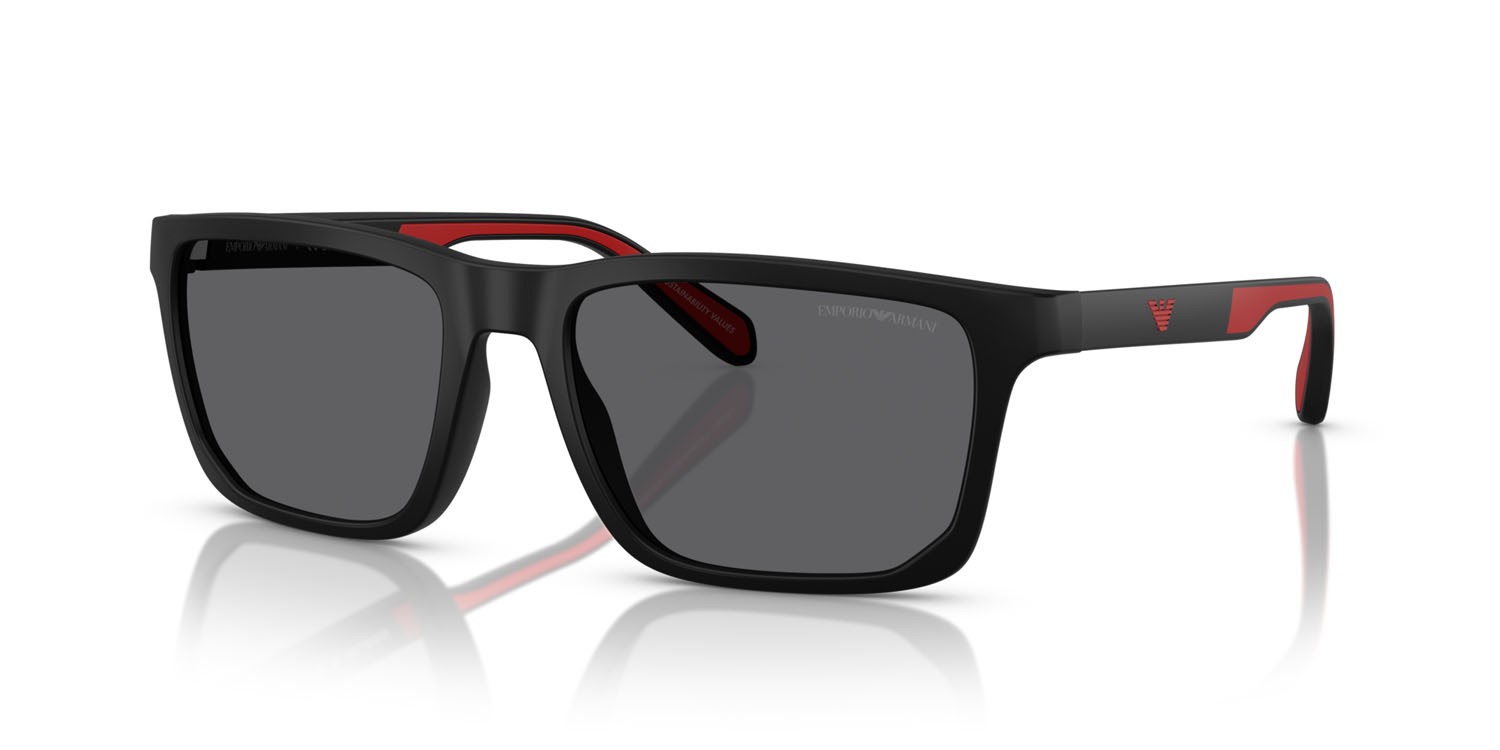Occhiali da sole Emporio Armani EA 4219 (5001T3) colore nero opaco forma rettangolare lenti polar grigio