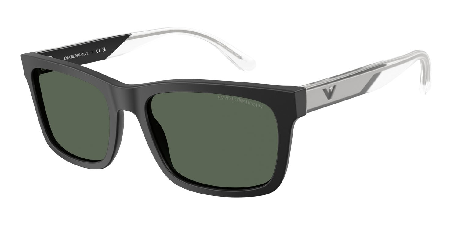 Occhiali da sole Emporio Armani EA 4224 (500171) colore nero opaco forma rettangolare lenti verde scuro