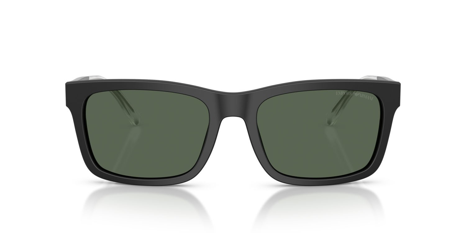 Occhiali da sole Emporio Armani EA 4224 (500171) colore nero opaco forma rettangolare lenti verde scuro