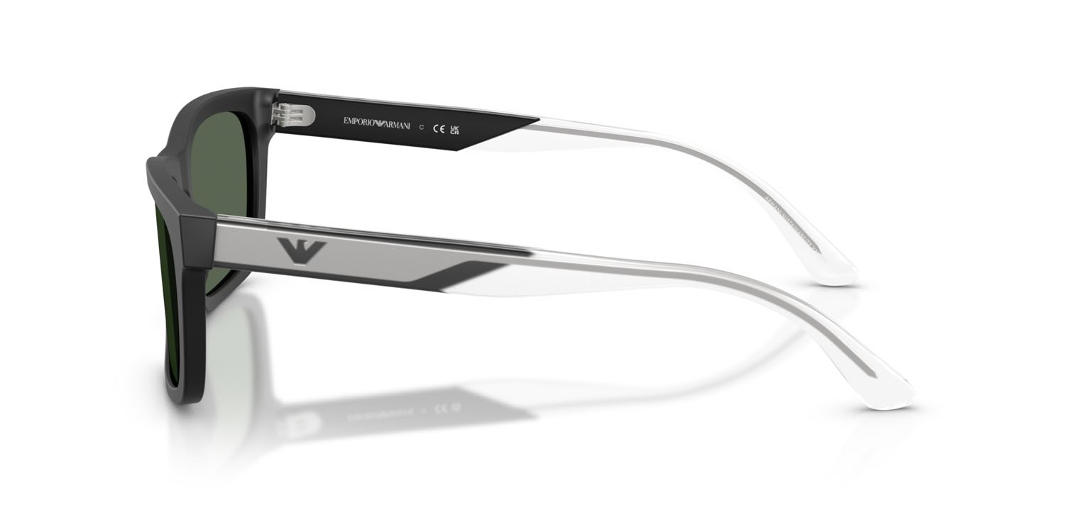 Occhiali da sole Emporio Armani EA 4224 (500171) colore nero opaco forma rettangolare lenti verde scuro