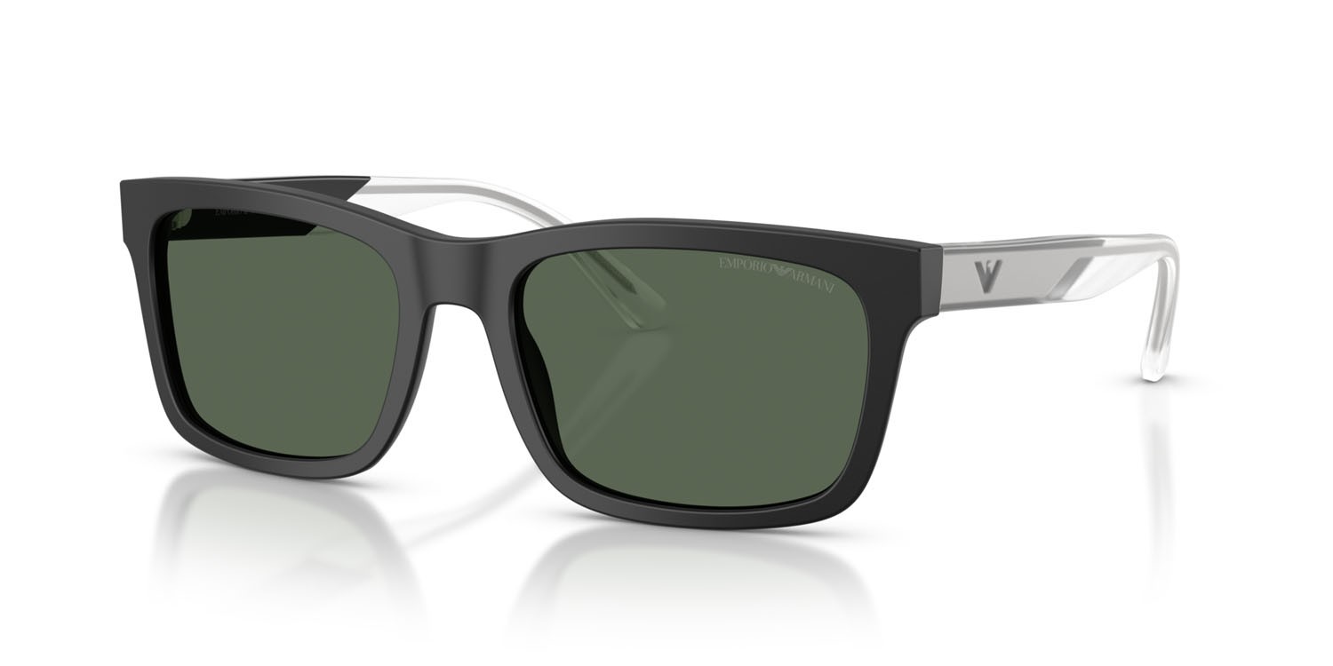 Occhiali da sole Emporio Armani EA 4224 (500171) colore nero opaco forma rettangolare lenti verde scuro